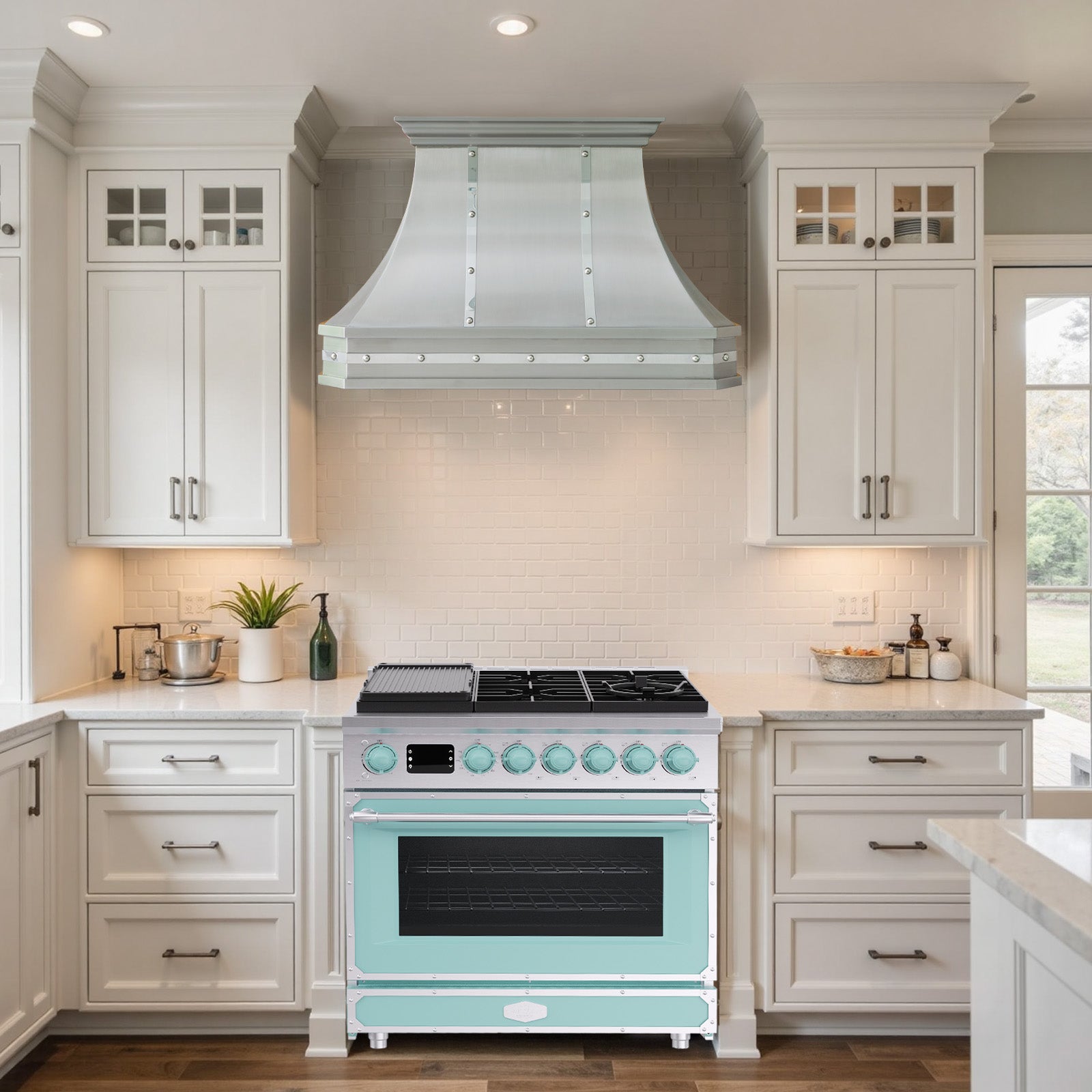 Akicon 36 Inch Freestanding Gas Range with 6 Sealed Burners Cooktop, Rapid Convection Oven, 5.2 Cu.Ft. Large Capacity with Heavy-Duty Cast Iron Grate Cooking Stove, Natural Gas/LP Convertible