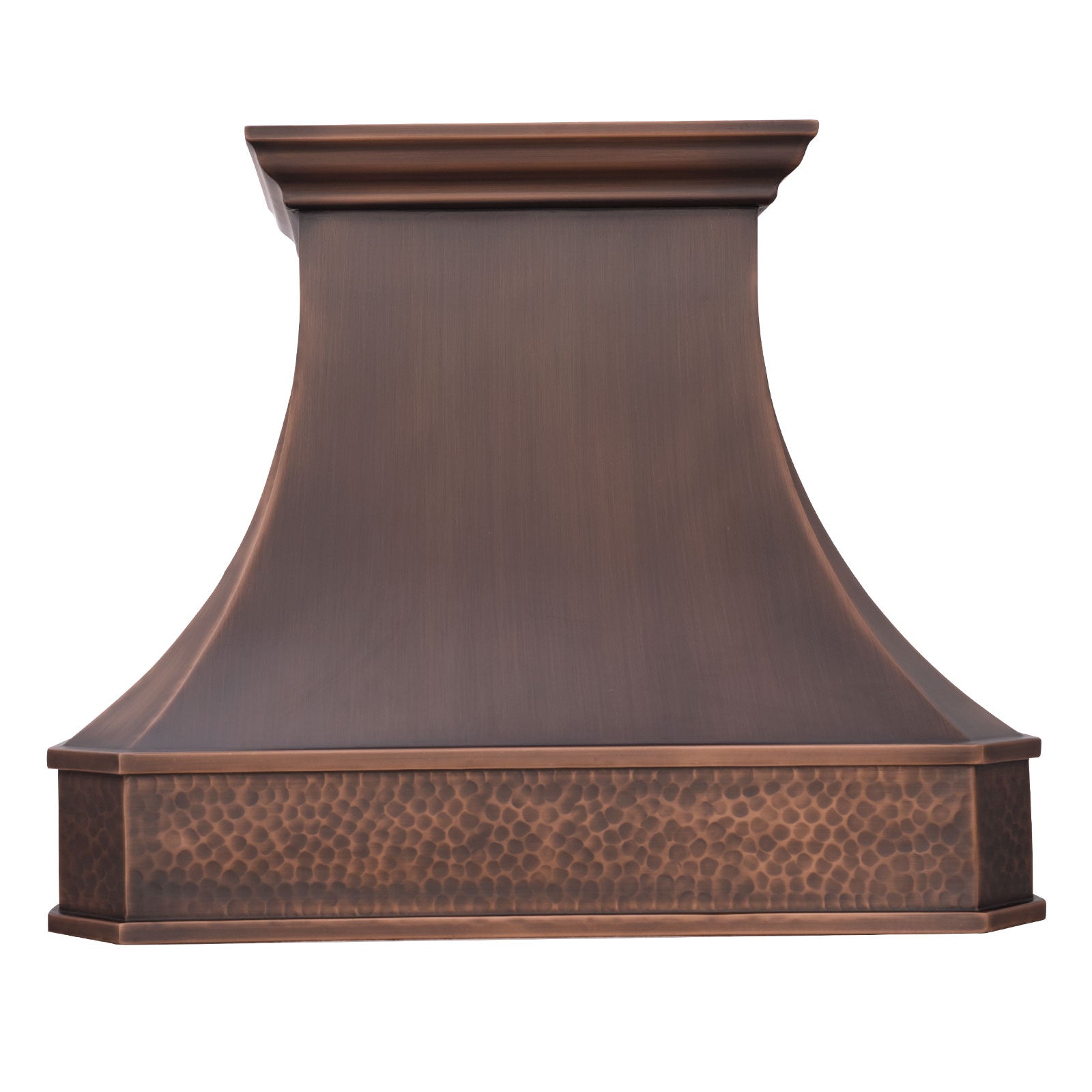 36"W * 30"H * 21"D Instock Dark Antique Copper Range Hood Light Hammered Apron with 600 CFM Insert, Dimmable Lighting & Delay Shut-Off