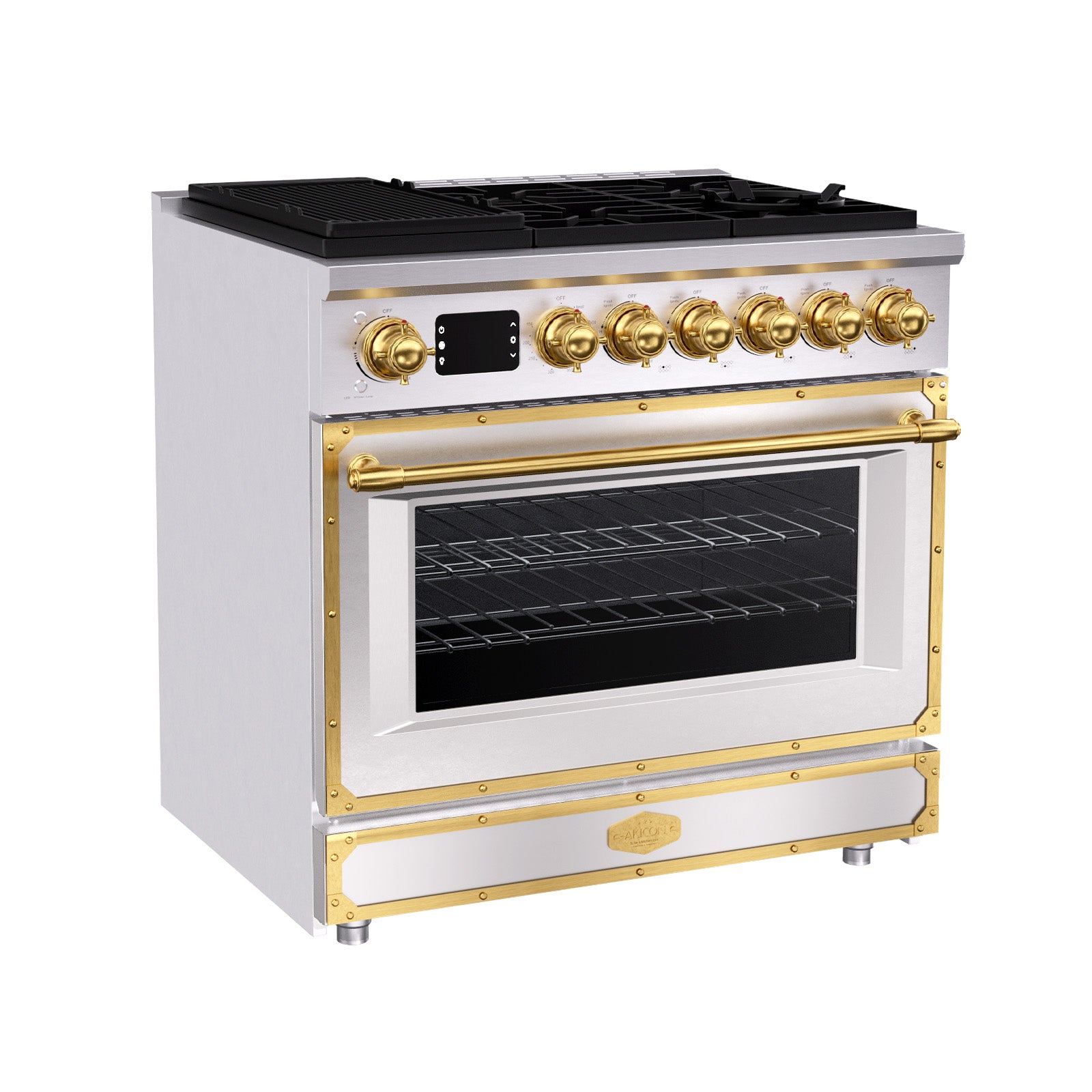 36 Inch Freestanding Custom Gas Range with 6 Sealed Burners Cooktop, Rapid Convection Oven, Natural Gas/LP Convertible - AK-G36N05A-1