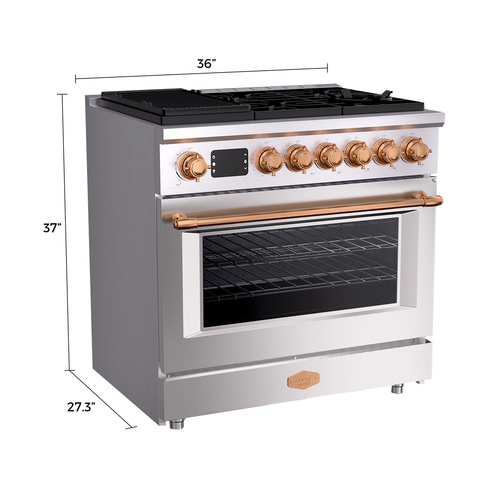 36” Freestanding Gas Range with 6 Sealed Burners Cooktop, Natural Gas/LP Convertible - AK-G36N05A-BS