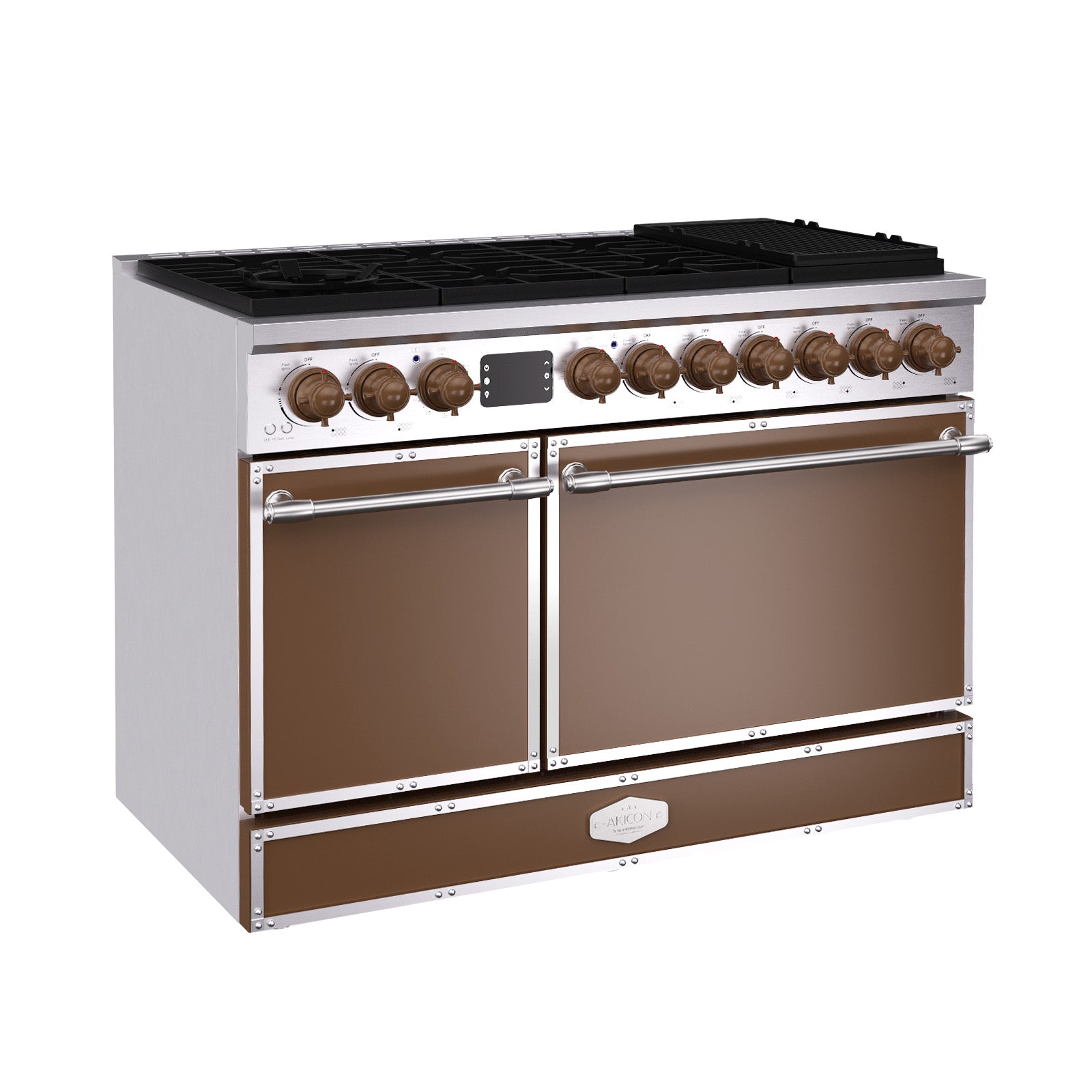 48“ Freestanding Custom Gas Range with 8 Sealed Burners Cooktop, Rapid Convection Oven, Natural Gas/LP Convertible - AK-G48N05A-3