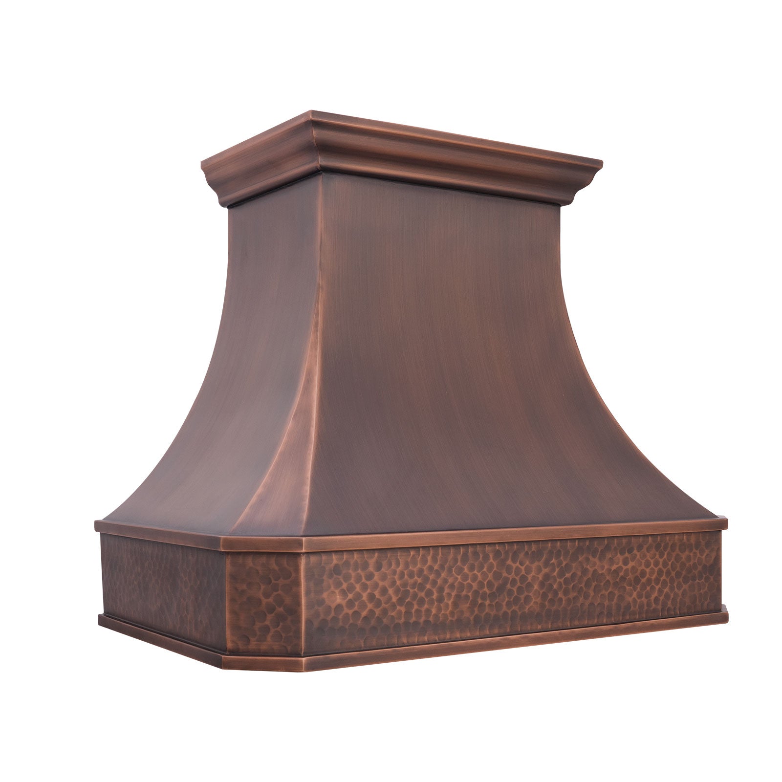36"W * 30"H * 21"D Instock Dark Antique Copper Range Hood Light Hammered Apron with 600 CFM Insert, Dimmable Lighting & Delay Shut-Off