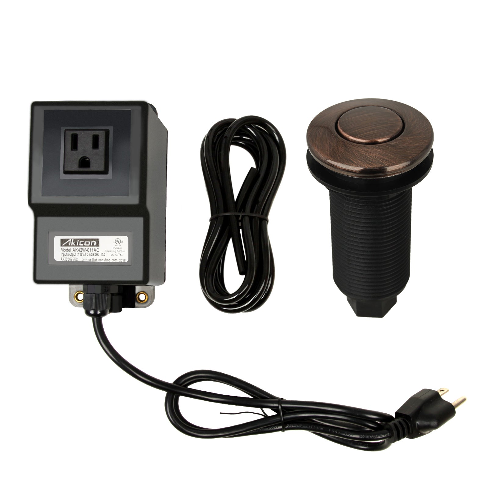 Single Outlet Copper Garbage Disposal Kitchen Air Switch Kit - AK79001A-C