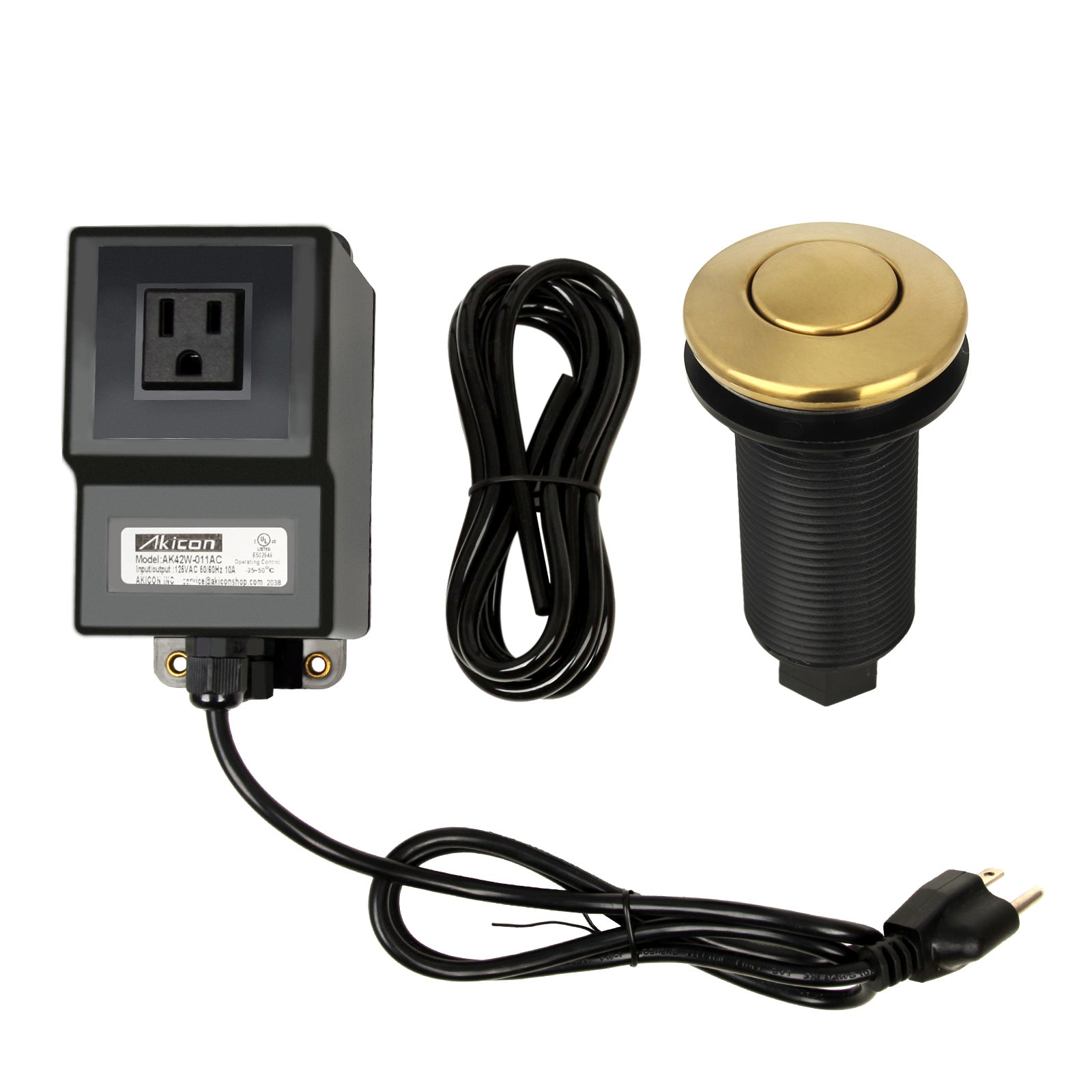 Single Outlet Copper Garbage Disposal Kitchen Air Switch Kit - AK79001A-C