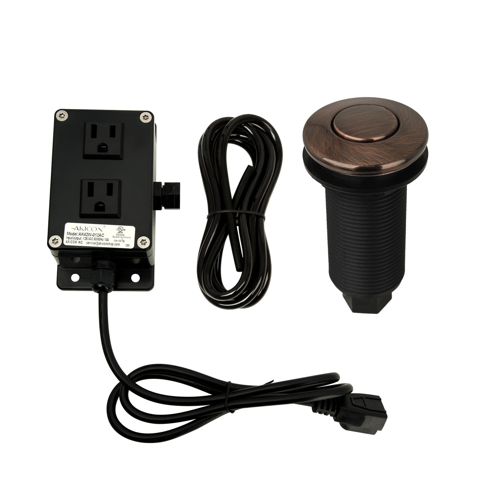 Dual Outlet Copper Garbage Disposal Kitchen Air Switch Kit - AK79001B-C