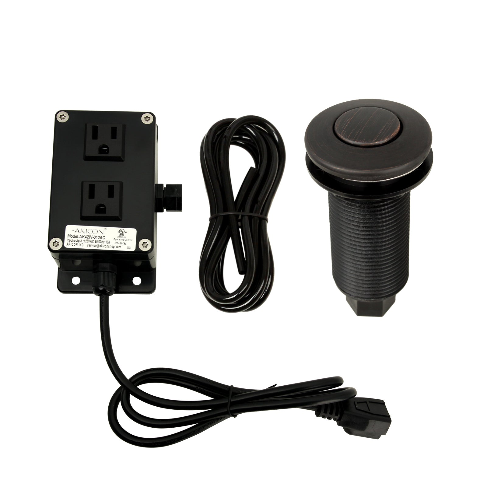 Dual Outlet Copper Garbage Disposal Kitchen Air Switch Kit - AK79001B-C
