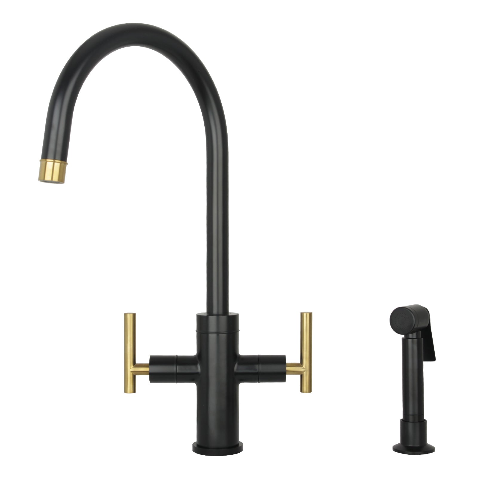 Two-Handle Copper Widespread Kitchen Faucet with Side Sprayer-AK96766C