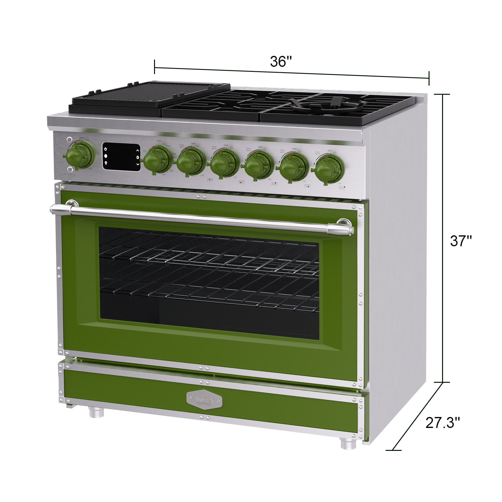 36“ Freestanding Custom Gas Range with 6 Sealed Burners Cooktop, 5.2 Cu.Ft. Large Capacity Natural Gas/LP Convertible - AK-G36N05A-B1