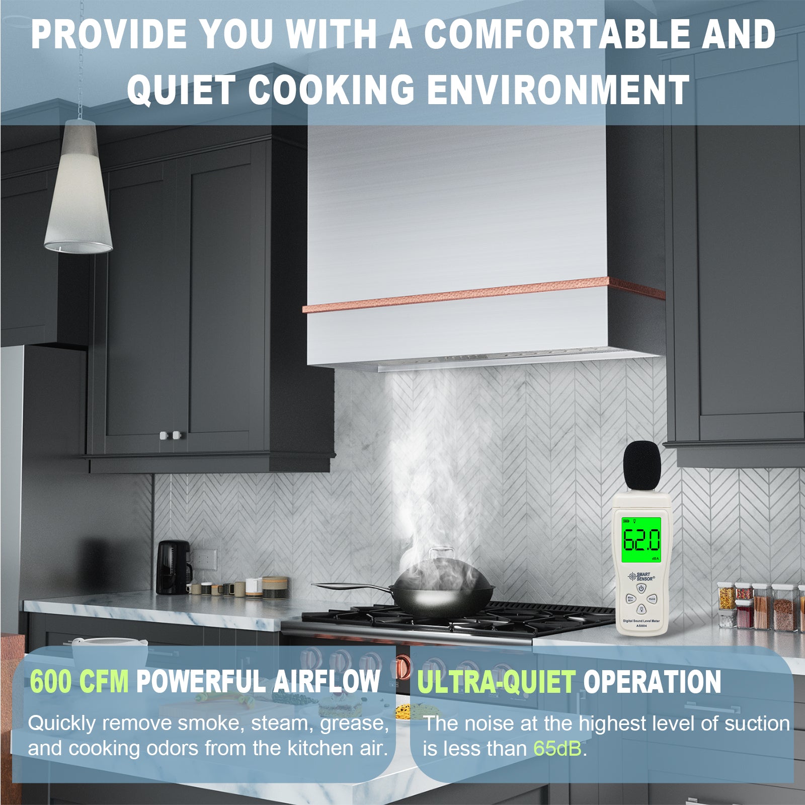 Akicon 30" Stainless Steel Wall Mount Range Hood with 600 CFM Vent Hood - AK-HS30HA-BS