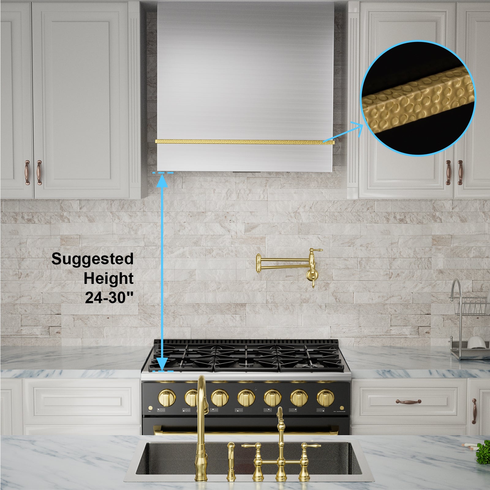 Akicon 30" Stainless Steel Wall Mount Range Hood with 600 CFM Vent Hood - AK-HS30HA-BS