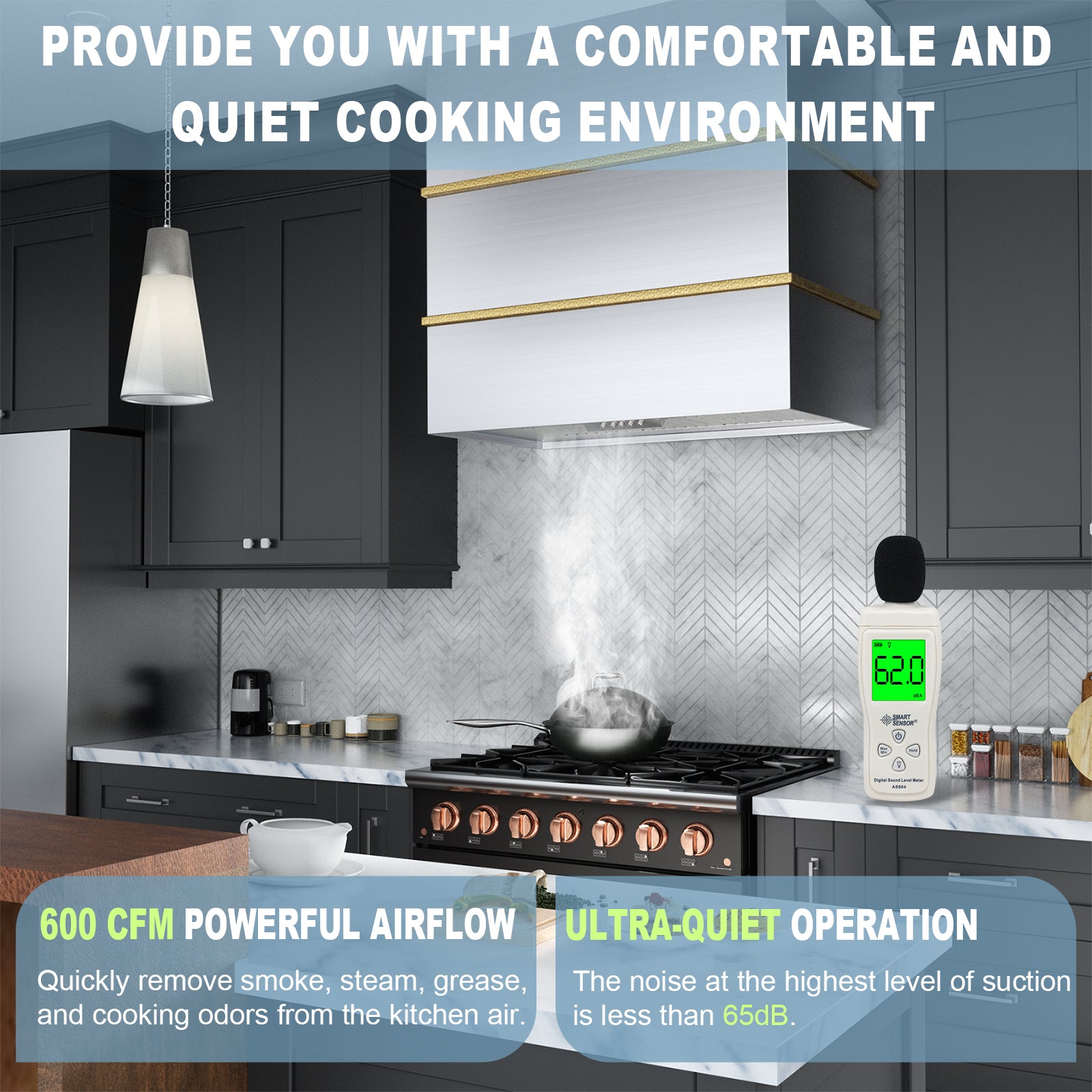 Akicon 30" Stainless Steel Wall Mount Range Hood with 600 CFM Vent Hood - AK-HS30HC