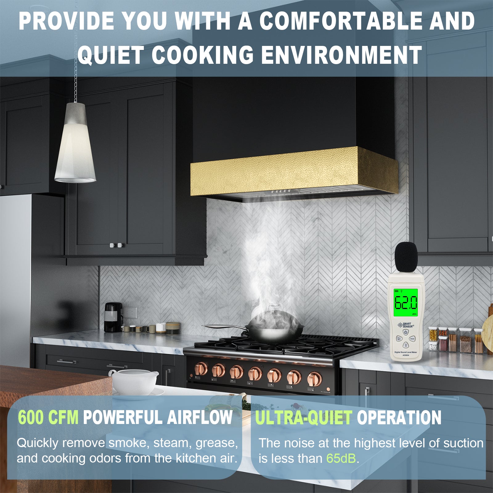 Akicon 30" Stainless Steel Wall Mount Range Hood with 600 CFM Vent Hood - AK-HS30HD-JB