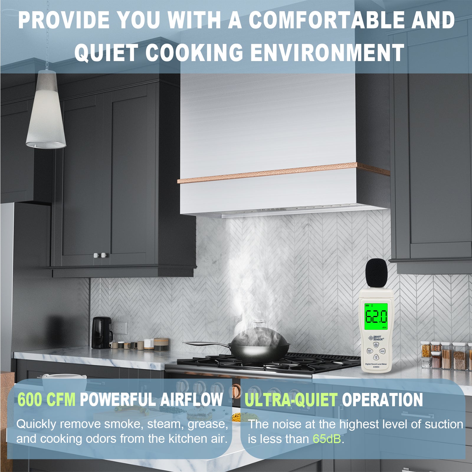 Akicon 36" Stainless Steel Wall Mount Range Hood with 600 CFM Vent Hood - AK-HS36HA-BS