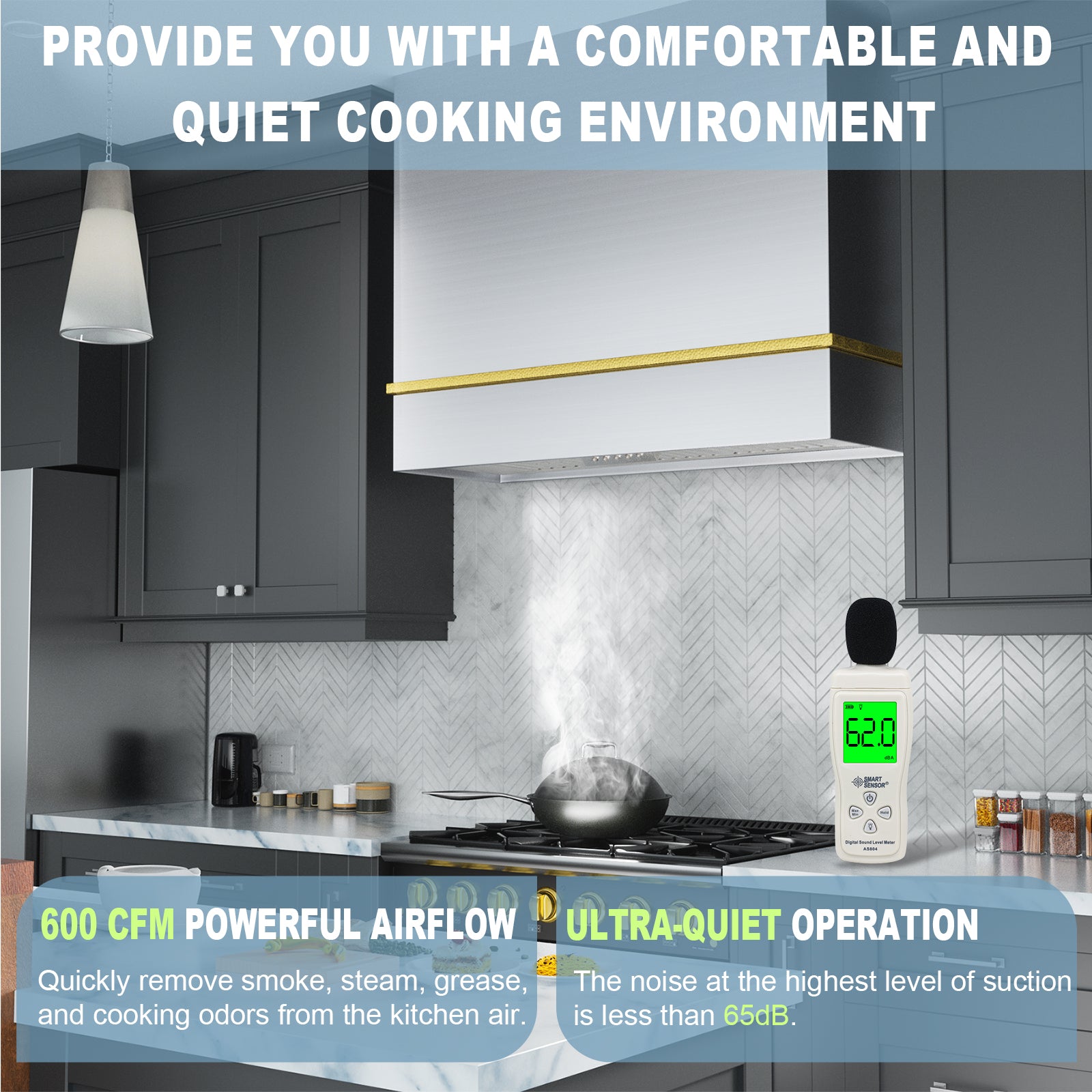 Akicon 36" Stainless Steel Wall Mount Range Hood with 600 CFM Vent Hood - AK-HS36HA-BS