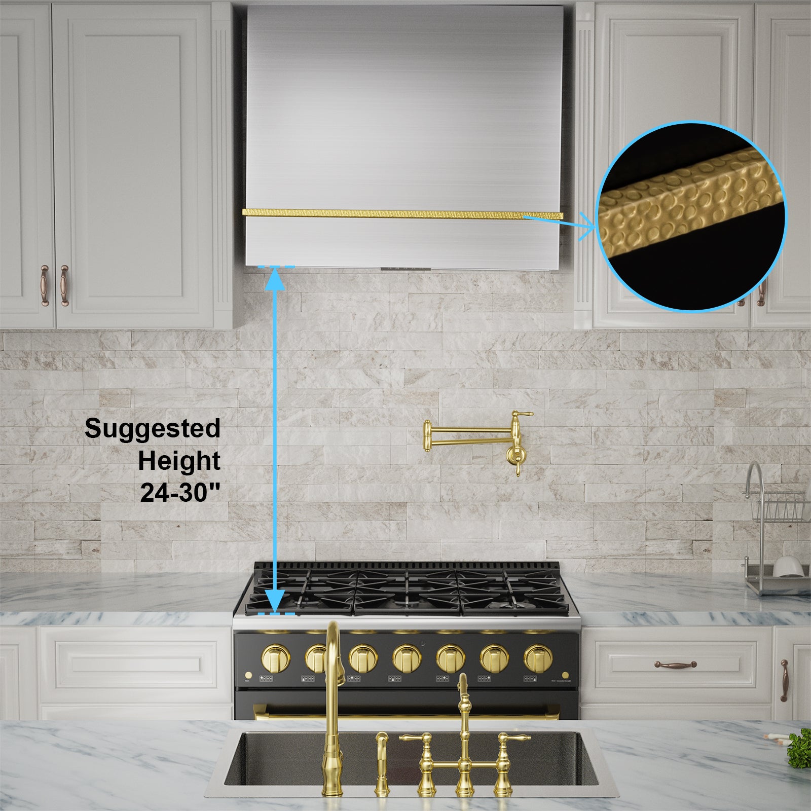Akicon 36" Stainless Steel Wall Mount Range Hood with 600 CFM Vent Hood - AK-HS36HA-BS