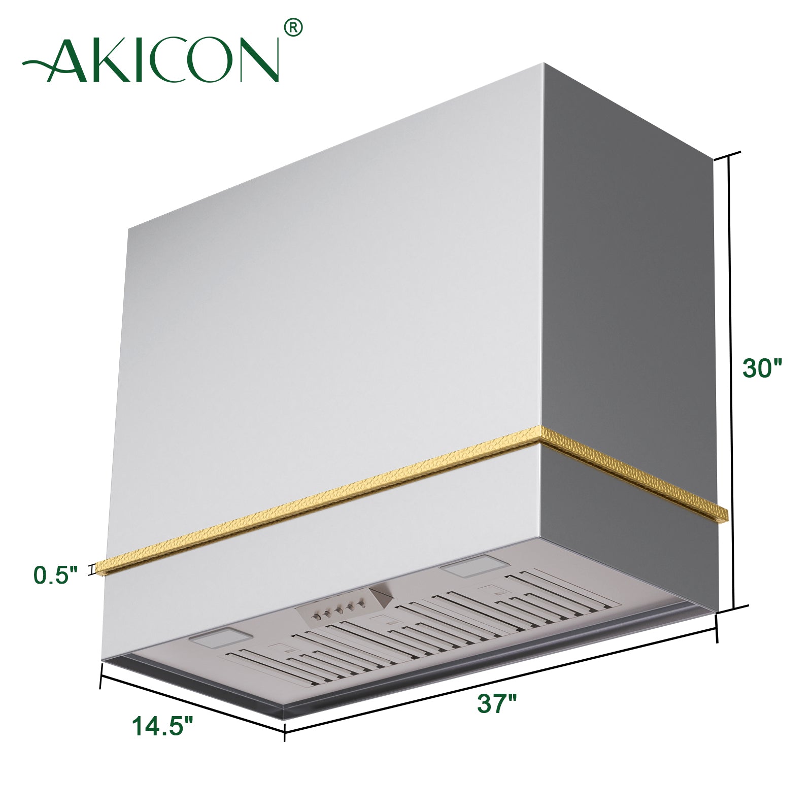 Akicon 36" Stainless Steel Wall Mount Range Hood with 600 CFM Vent Hood - AK-HS36HA-BS