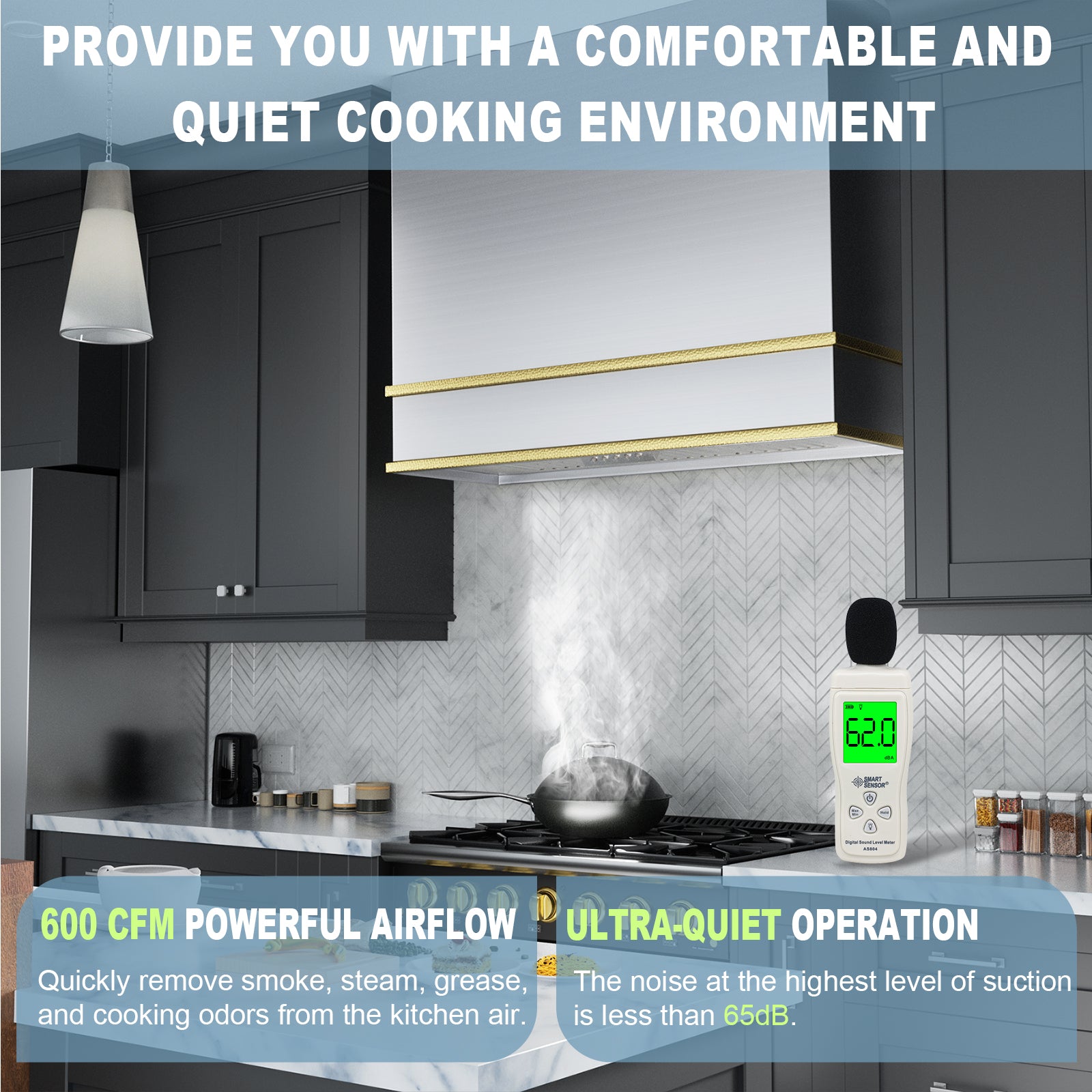 Akicon 36" Stainless Steel Wall Mount Range Hood with 600 CFM Vent Hood - AK-HS36HB-BS