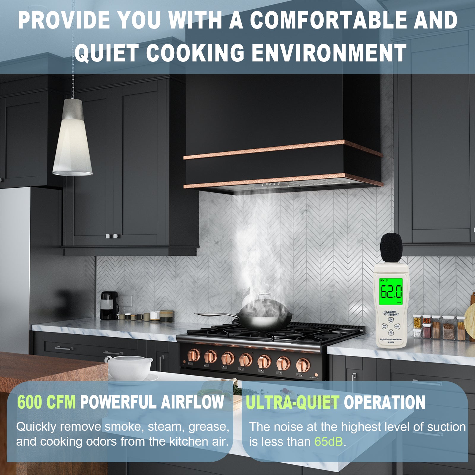 Akicon 36" Stainless Steel Wall Mount Range Hood with 600 CFM Vent Hood - AK-HS36HB-JB