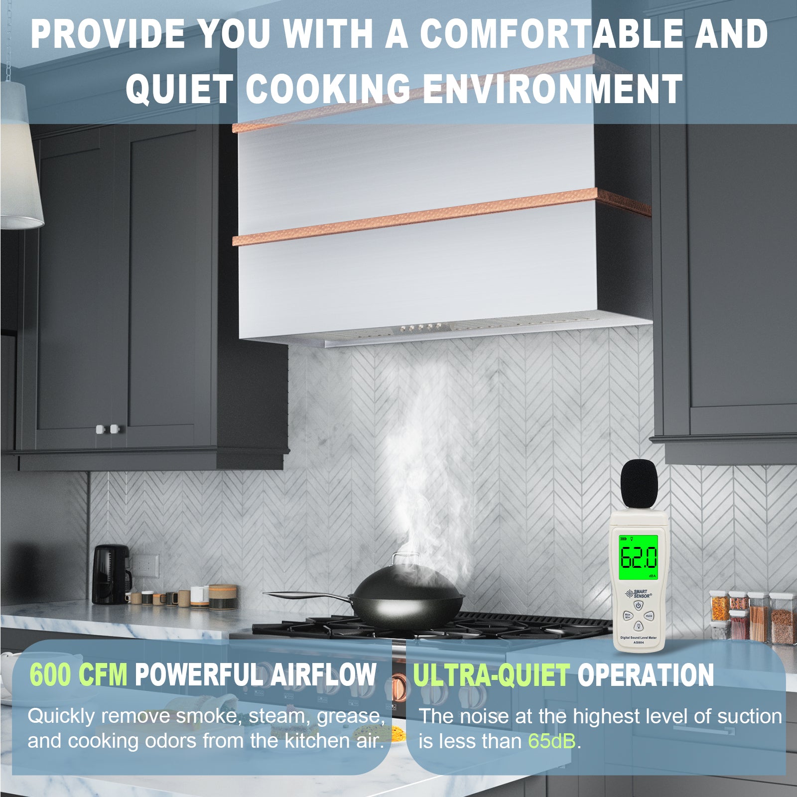 Akicon 36" Stainless Steel Wall Mount Range Hood with 600 CFM Vent Hood - AK-HS36HC-BS