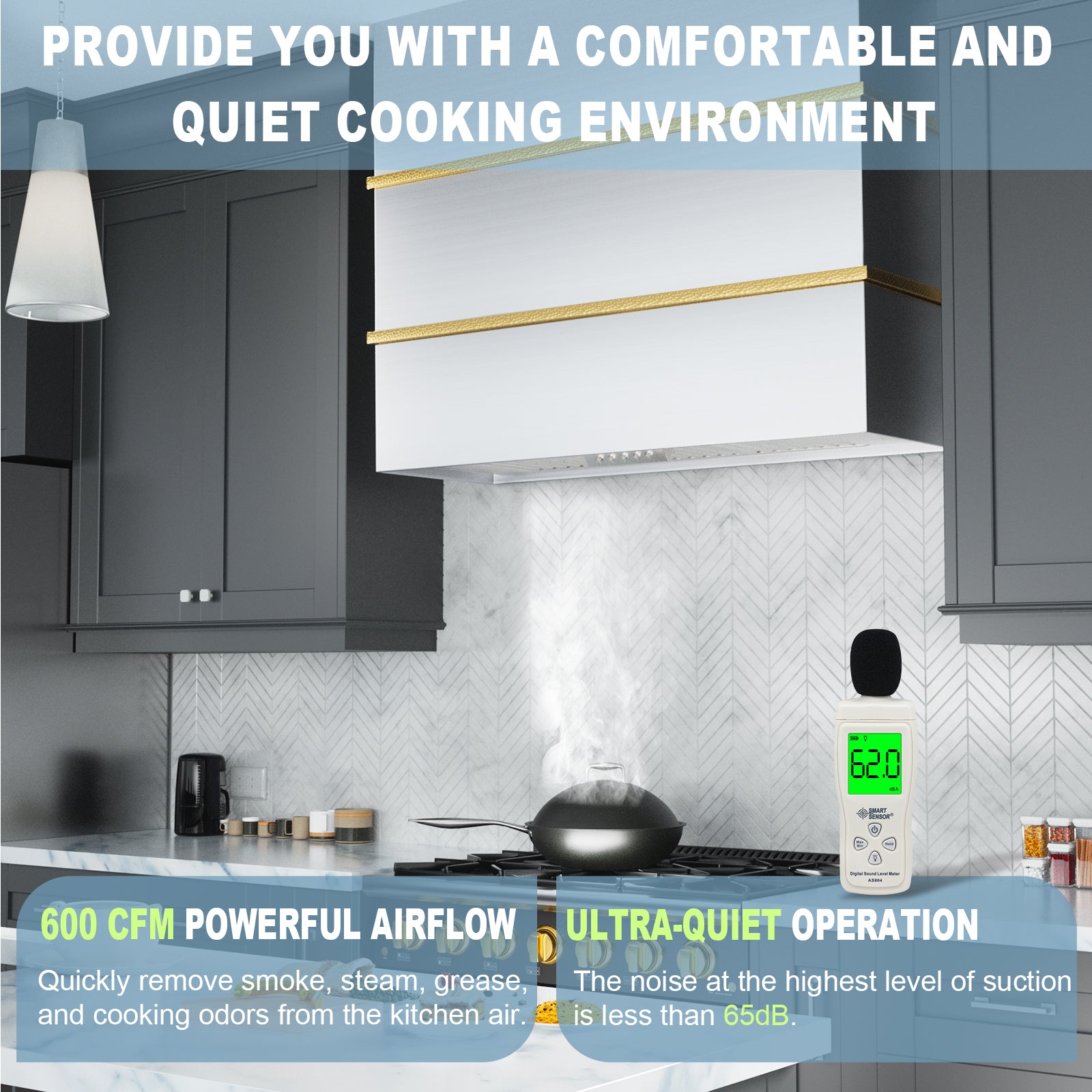 Akicon 36" Stainless Steel Wall Mount Range Hood with 600 CFM Vent Hood - AK-HS36HC-BS