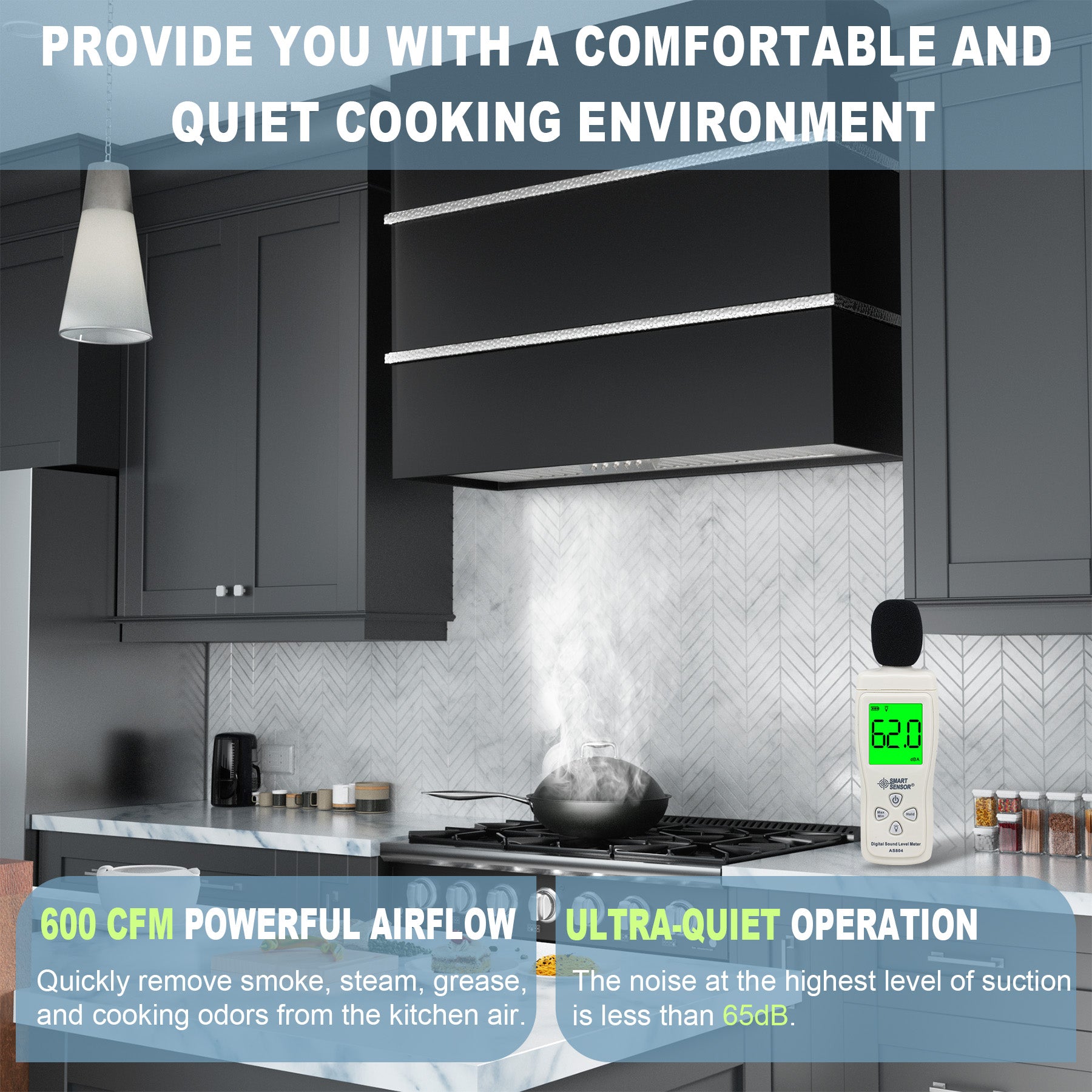 Akicon 36" Stainless Steel Wall Mount Range Hood with 600 CFM Vent Hood - AK-HS36HC-JB