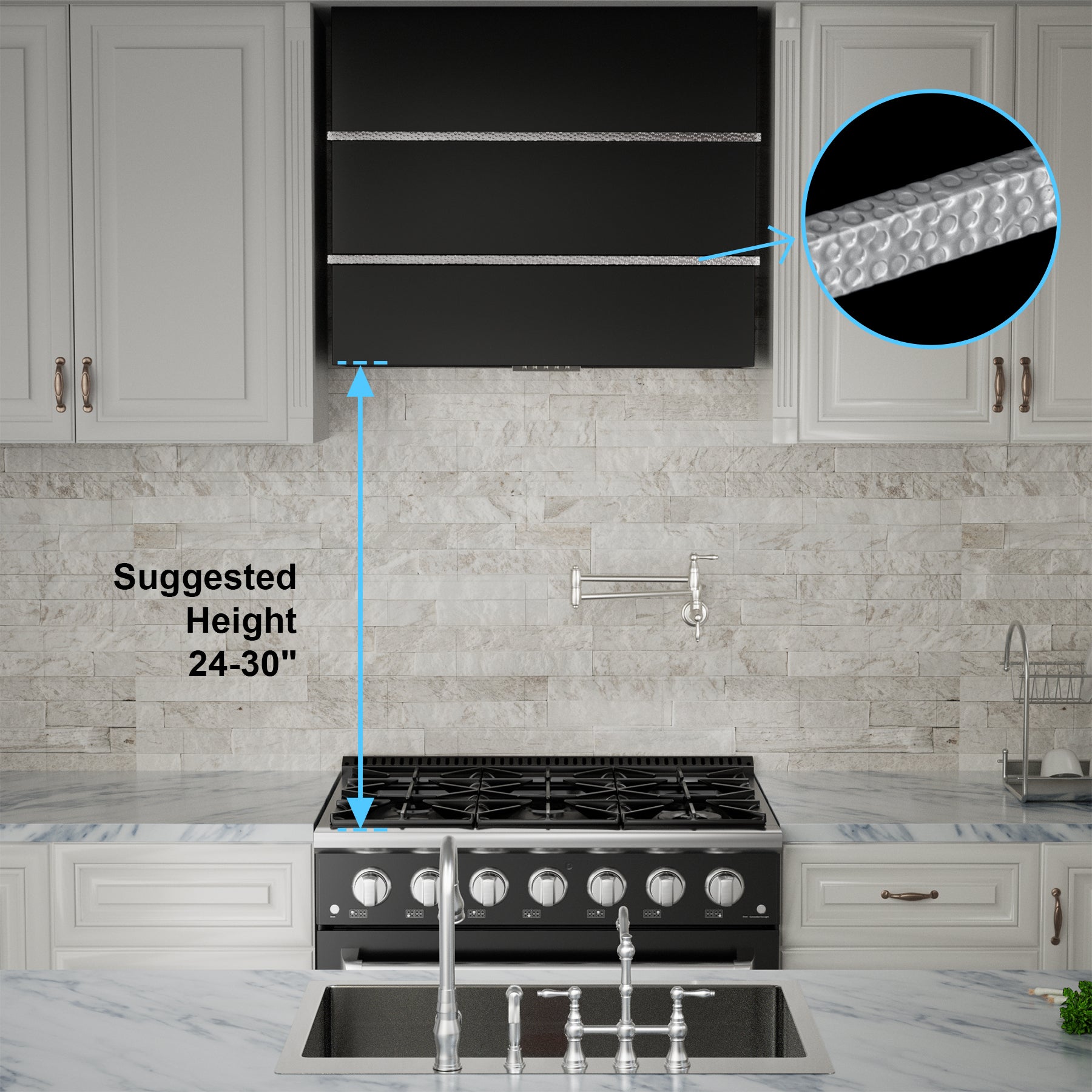 Akicon 36" Stainless Steel Wall Mount Range Hood with 600 CFM Vent Hood - AK-HS36HC-JB
