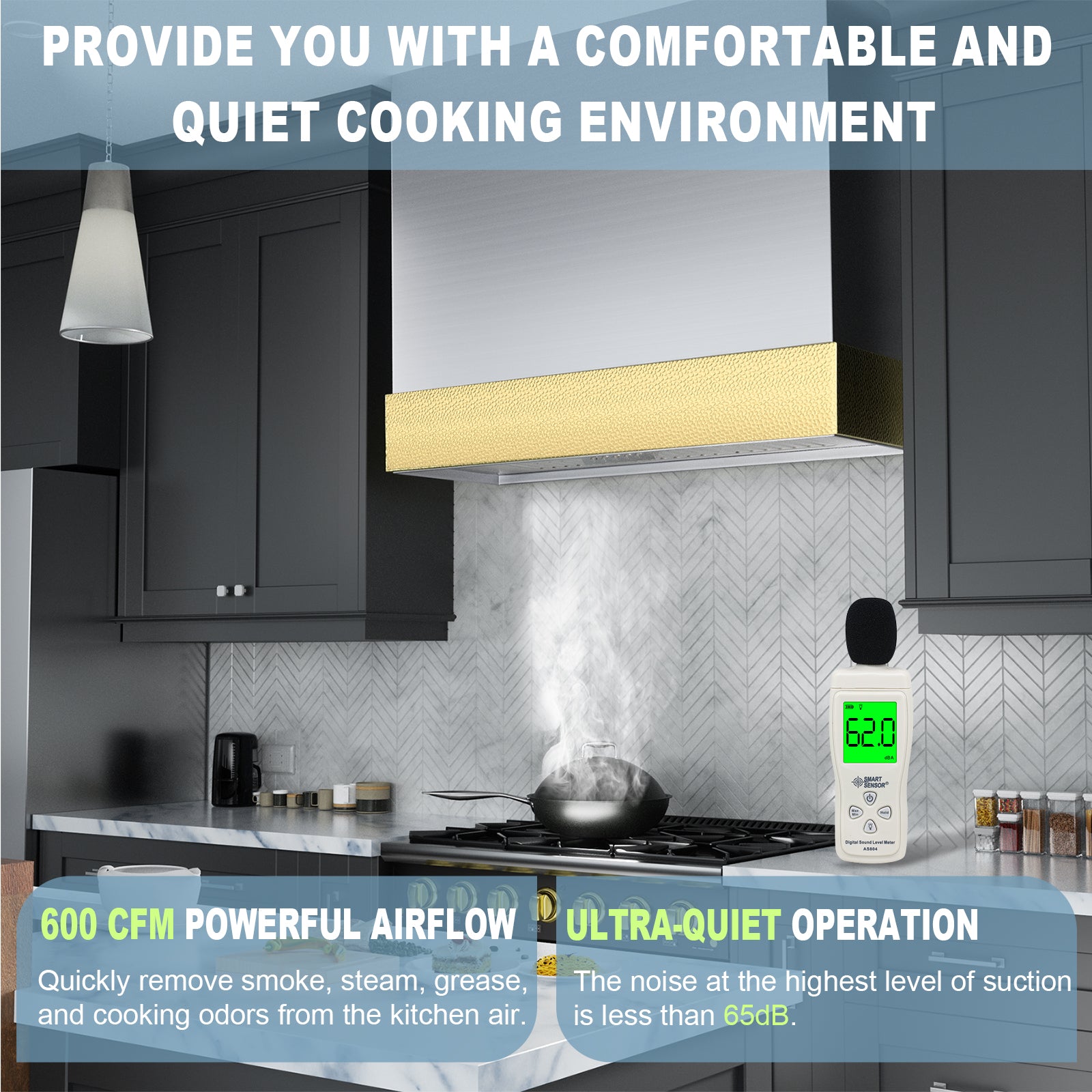 Akicon 36" Stainless Steel Wall Mount Range Hood with 600 CFM Vent Hood - AK-HS36HD-BS