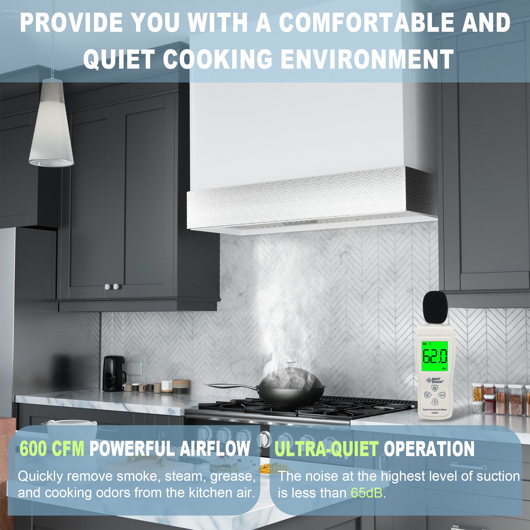 Akicon 36" Stainless Steel Wall Mount Range Hood with 600 CFM Vent Hood - AK-HS36HD-SW