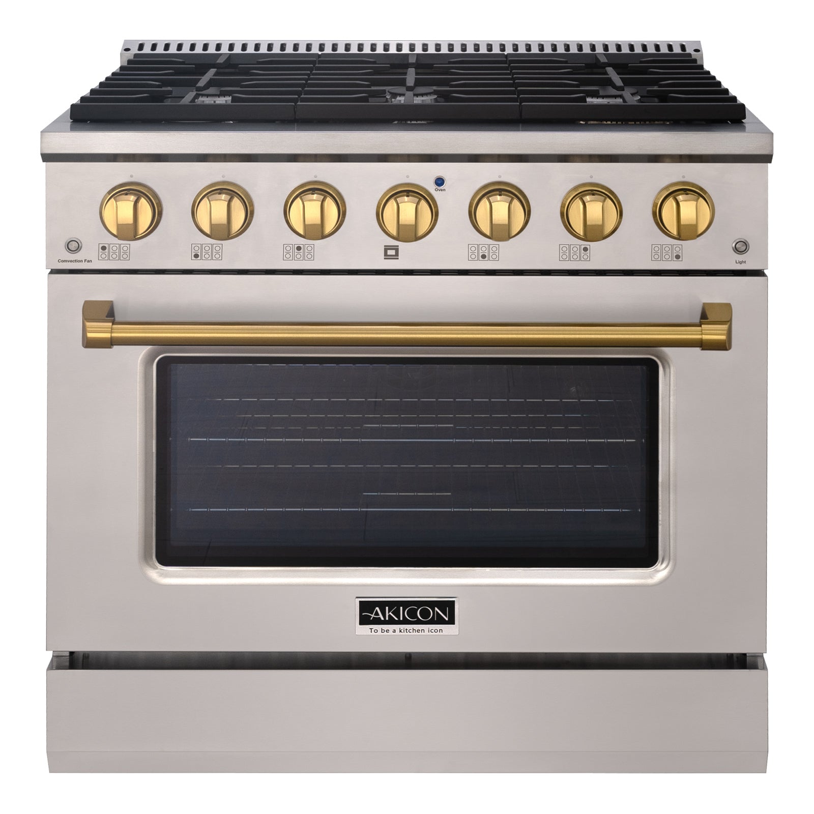 Akicon 36" Stainless Steel Range Hood with 600 CFM Insert & 6-Burner Gas Range Combo – Powerful Ventilation, Convection Oven, Multiple Finishes