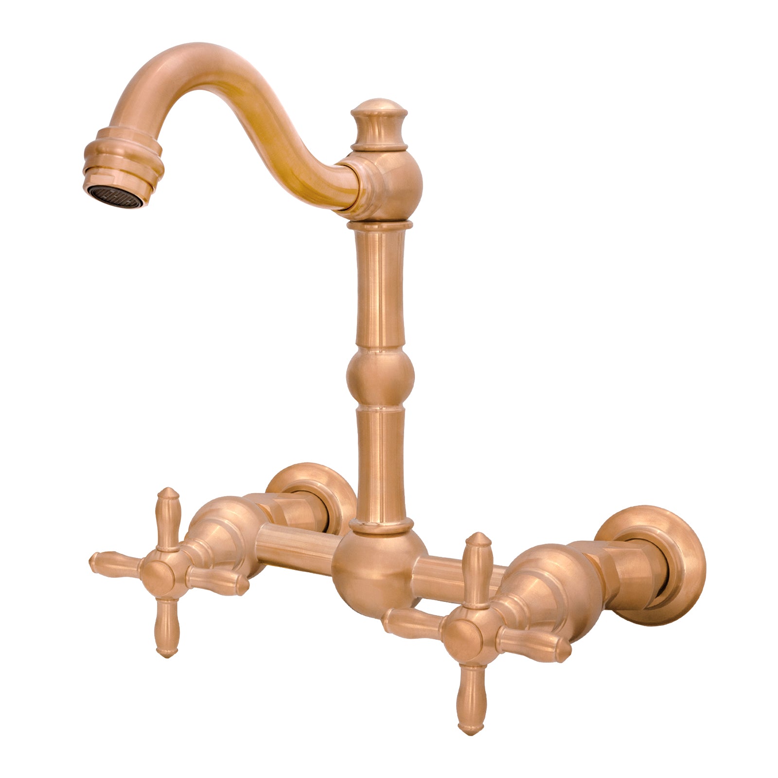Akicon Bathroom Faucets - Solid Brass Wall Mount Bathroom Sink Faucet with 2 Cross Handles, Copper Bathroom Faucet - AK41718N1-C