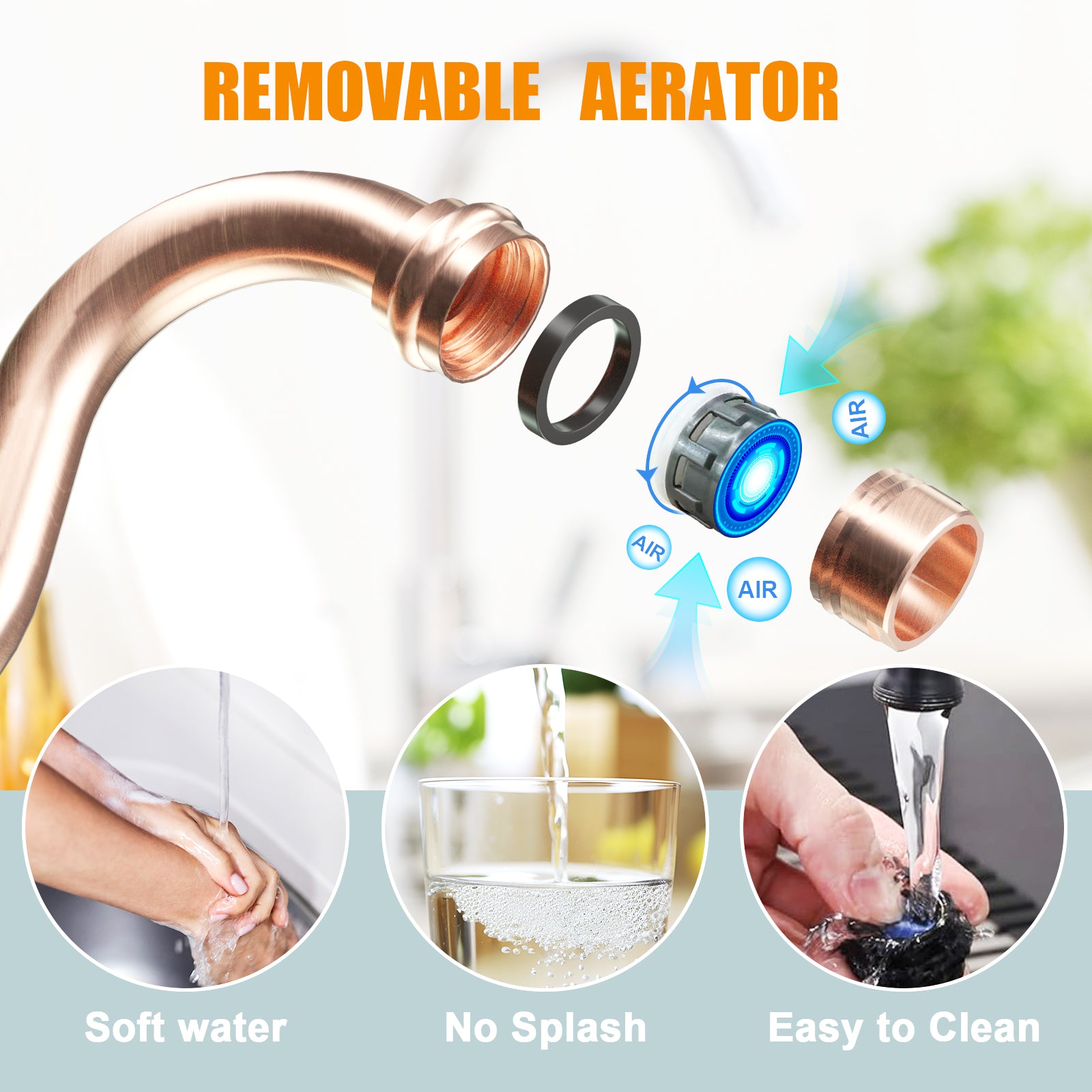 Akicon Bathroom Faucets - Solid Brass Wall Mount Bathroom Sink Faucet with 2 Cross Handles, Copper Bathroom Faucet - AK41718N1-C