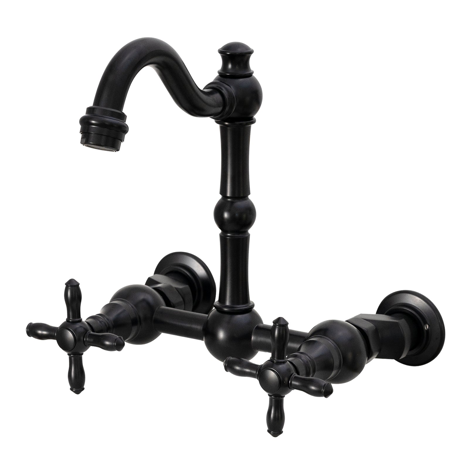 Akicon Bathroom Faucets - Solid Brass Wall Mount Bathroom Sink Faucet with 2 Cross Handles, Copper Bathroom Faucet - AK41718N1-C