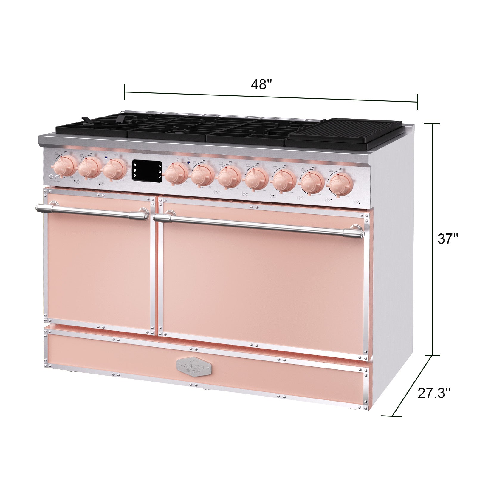 48“ Freestanding Custom Gas Range with 8 Sealed Burners Cooktop, Rapid Convection Oven, Natural Gas/LP Convertible - AK-G48N05A-3