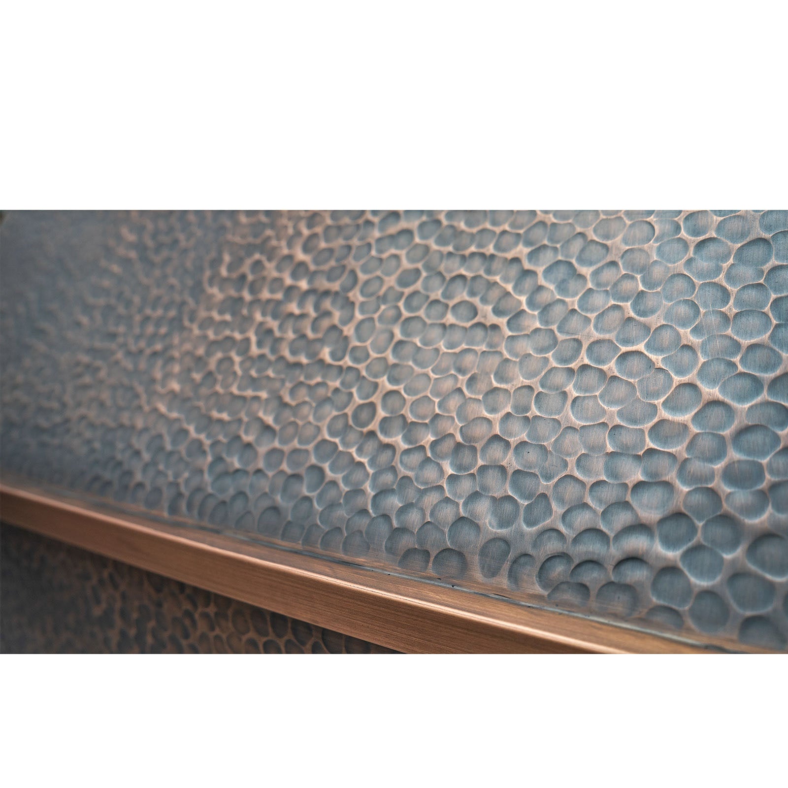 custom copper range hood light hammered