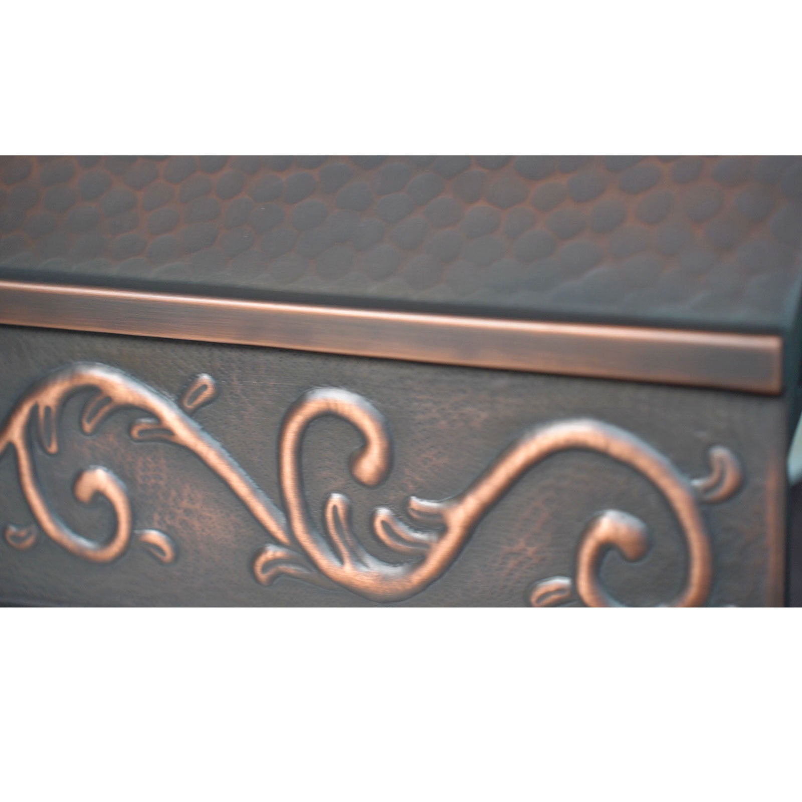 hammered copper range hood apron