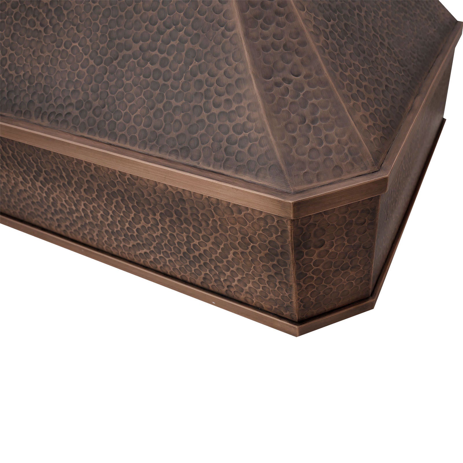 copper range hood light hammered apron