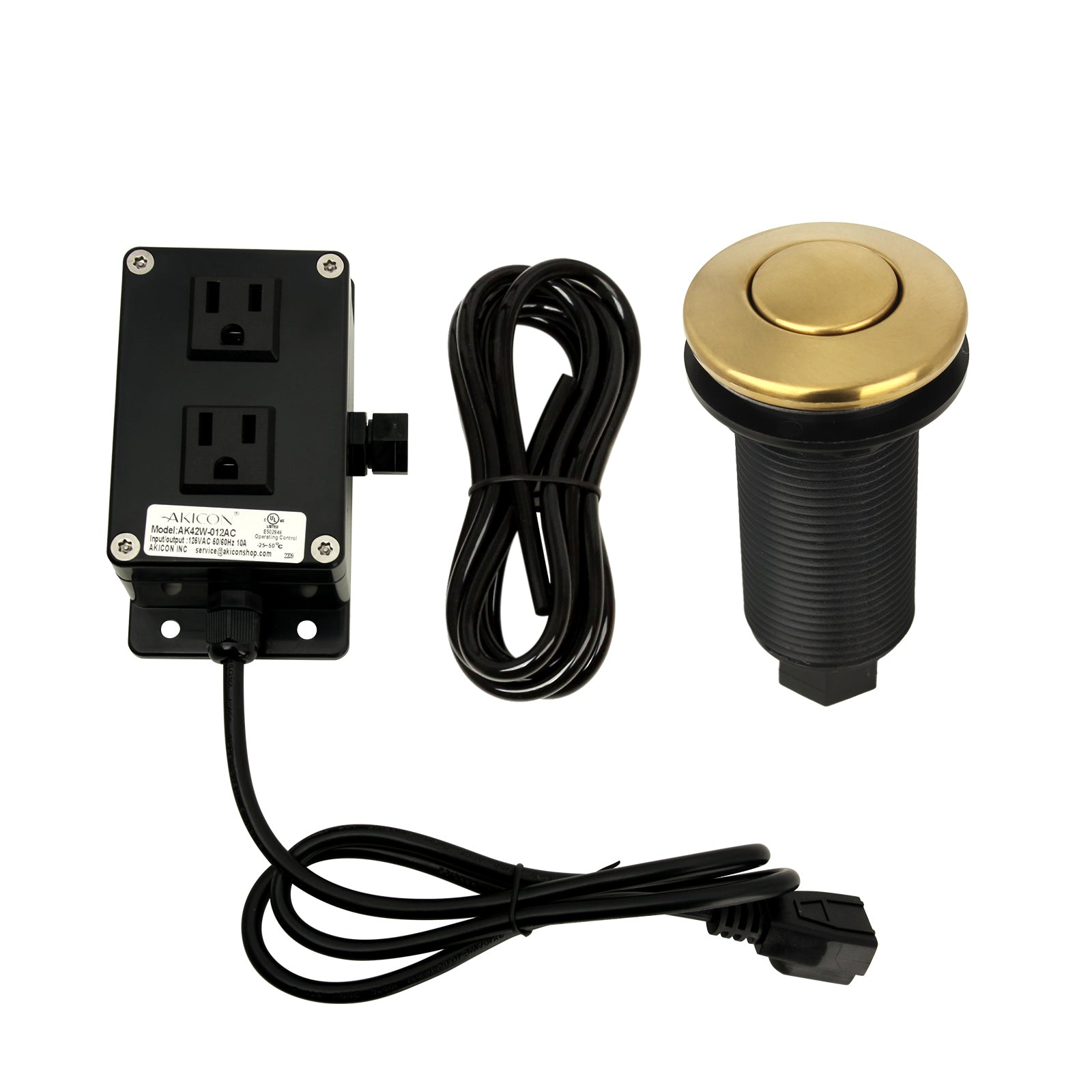 Dual Outlet Brushed Gold Garbage Disposal Kitchen Air Switch