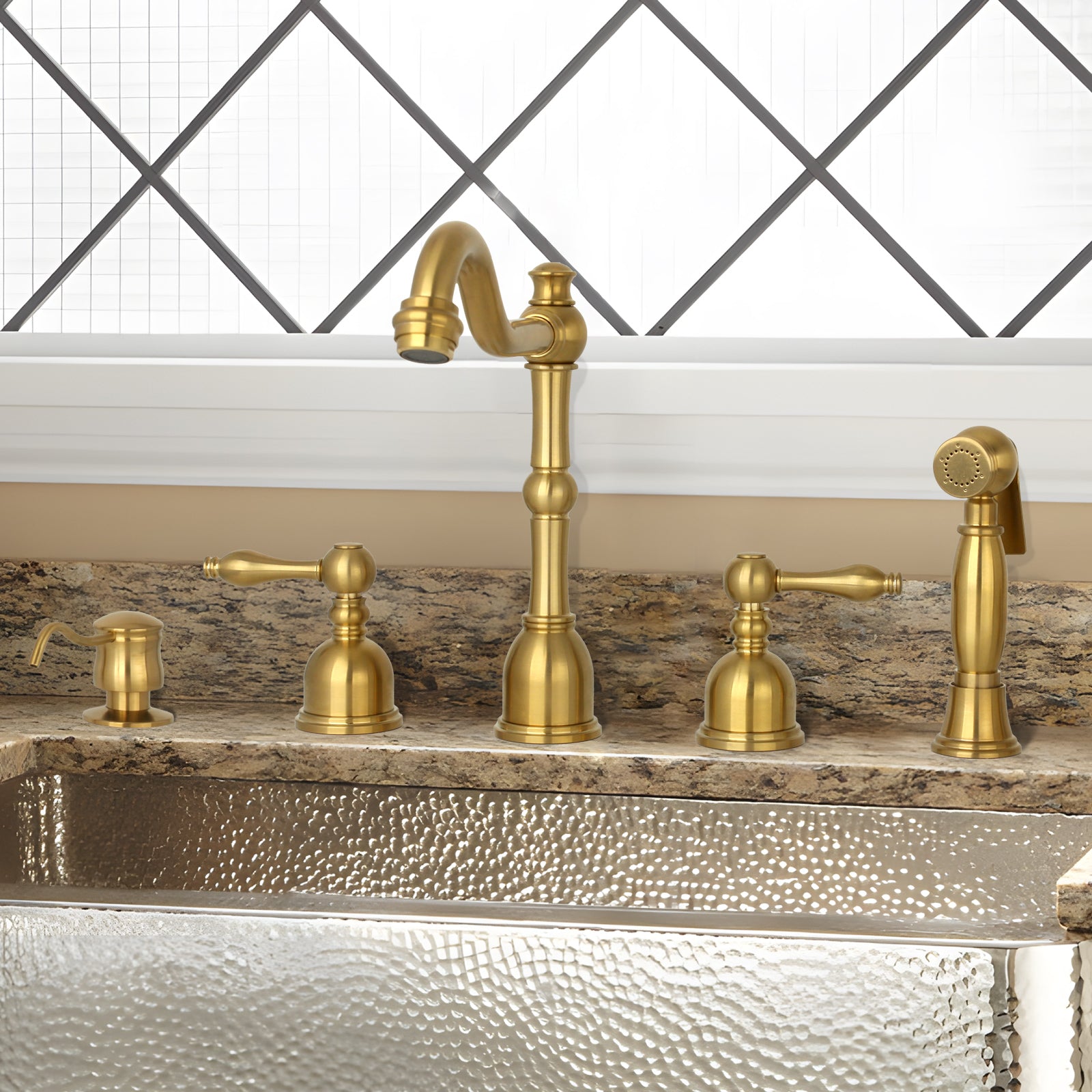 Built in Brushed Gold Soap Dispenser Refill from Top with 17 OZ Bottle - AK81006BTG
