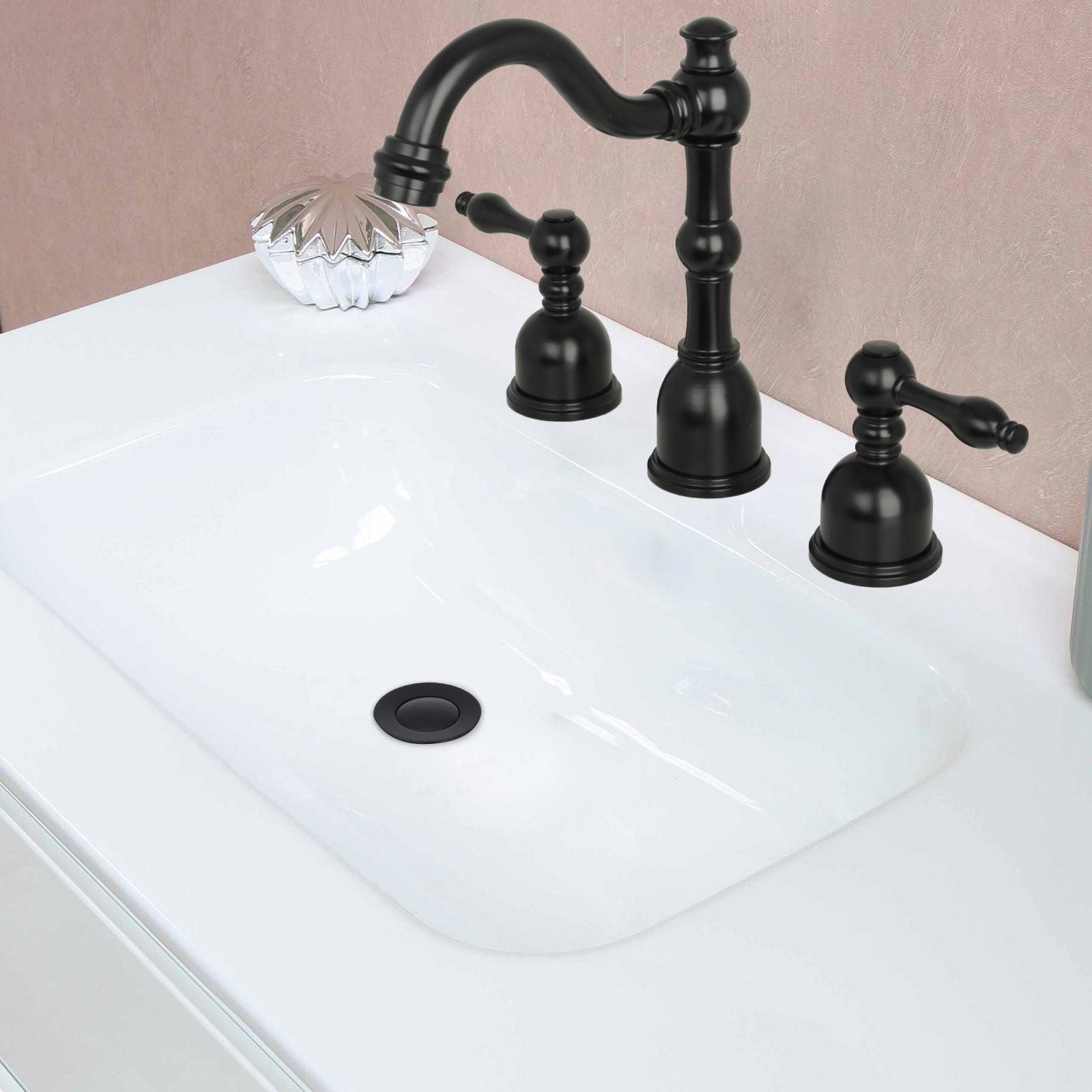 Matte Black Pop up Drain Stopper With Overflow - AK82003MB