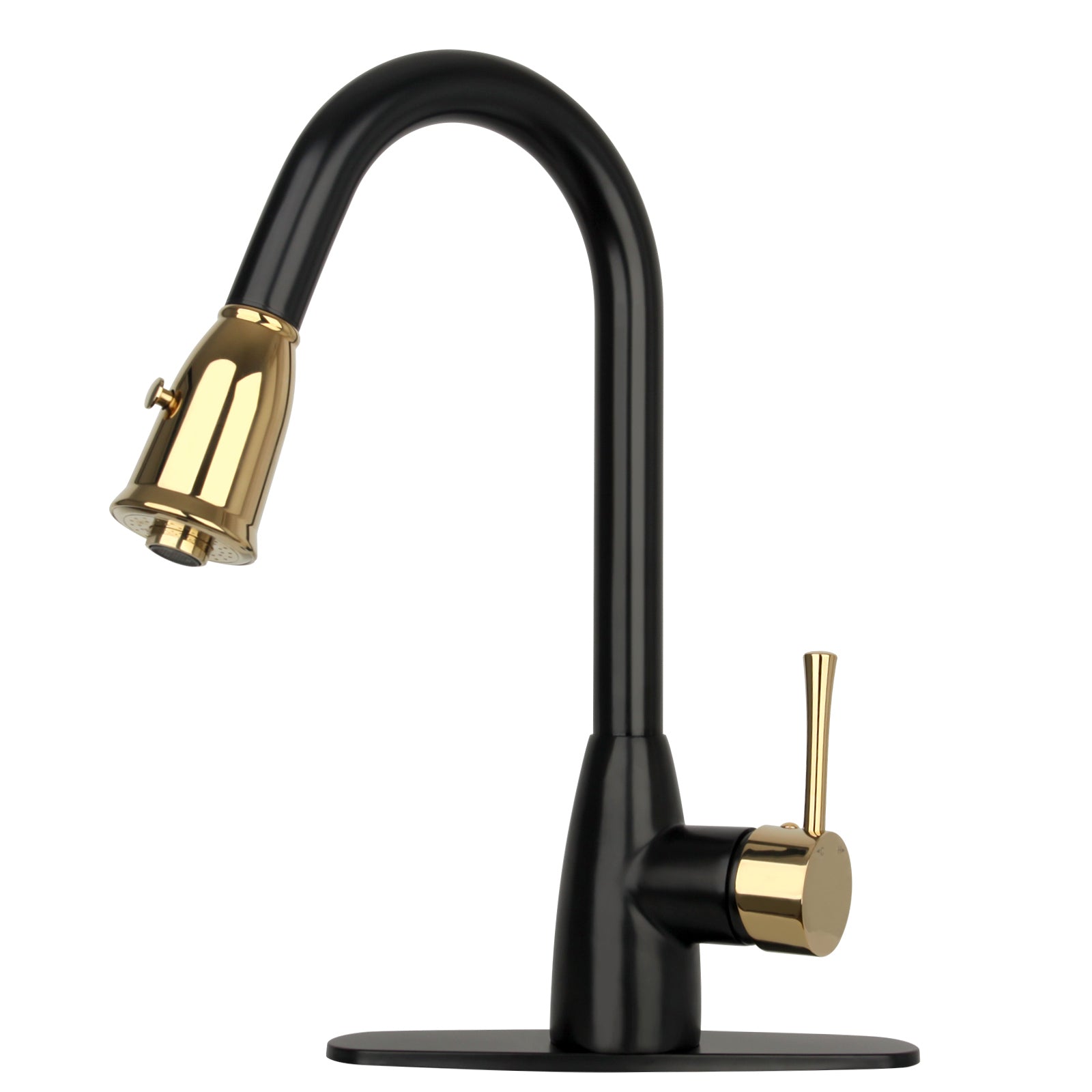 TwoTone Matte Black Rose Gold Pull Out Kitchen Faucet With, 41 OFF