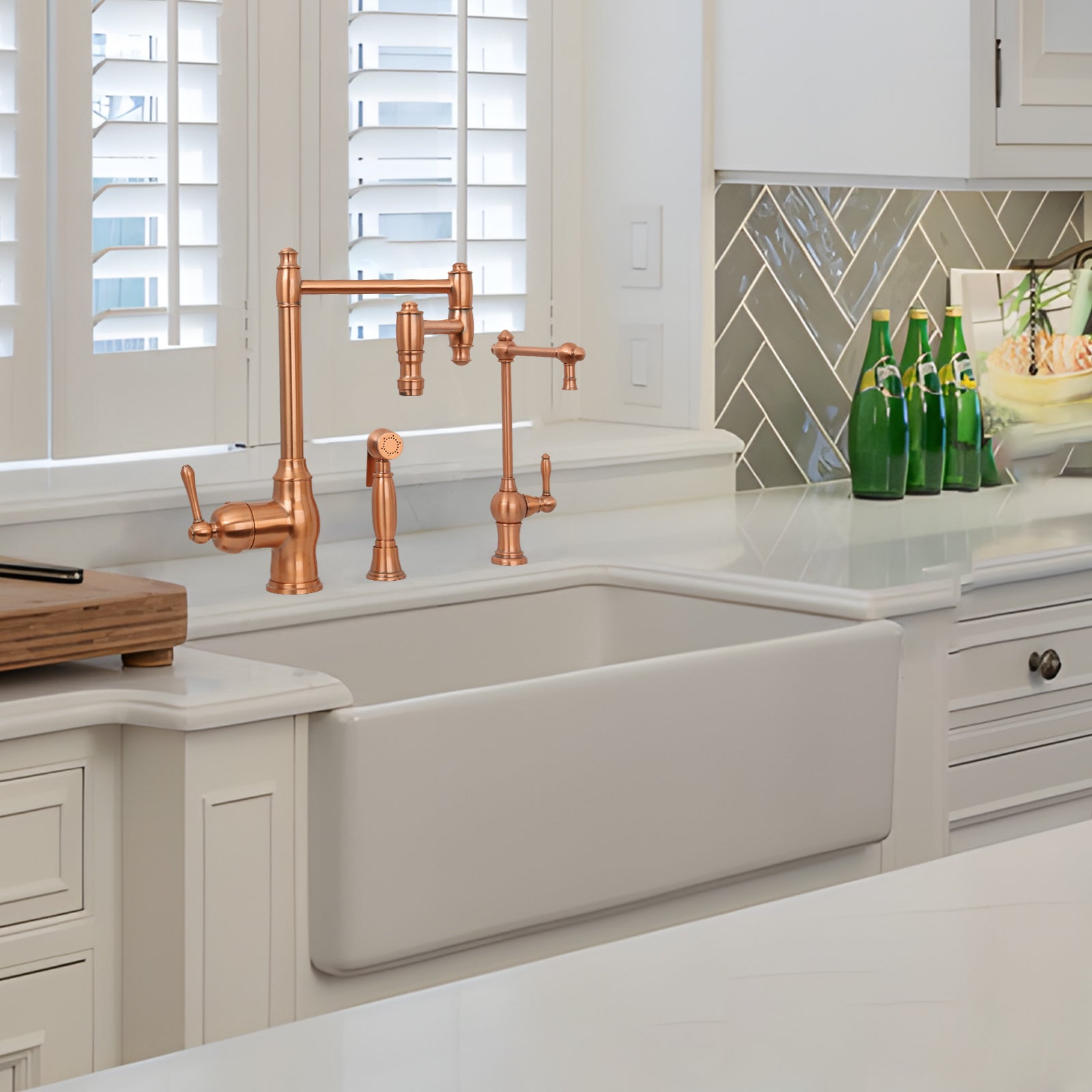 One-Handle Copper Pot Filler Kitchen Faucet with Side Sprayer - AK96918P2