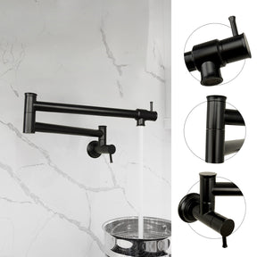 Matte Black Pot Filler Kitchen Faucet Wall-Mounted - AK98266-MB