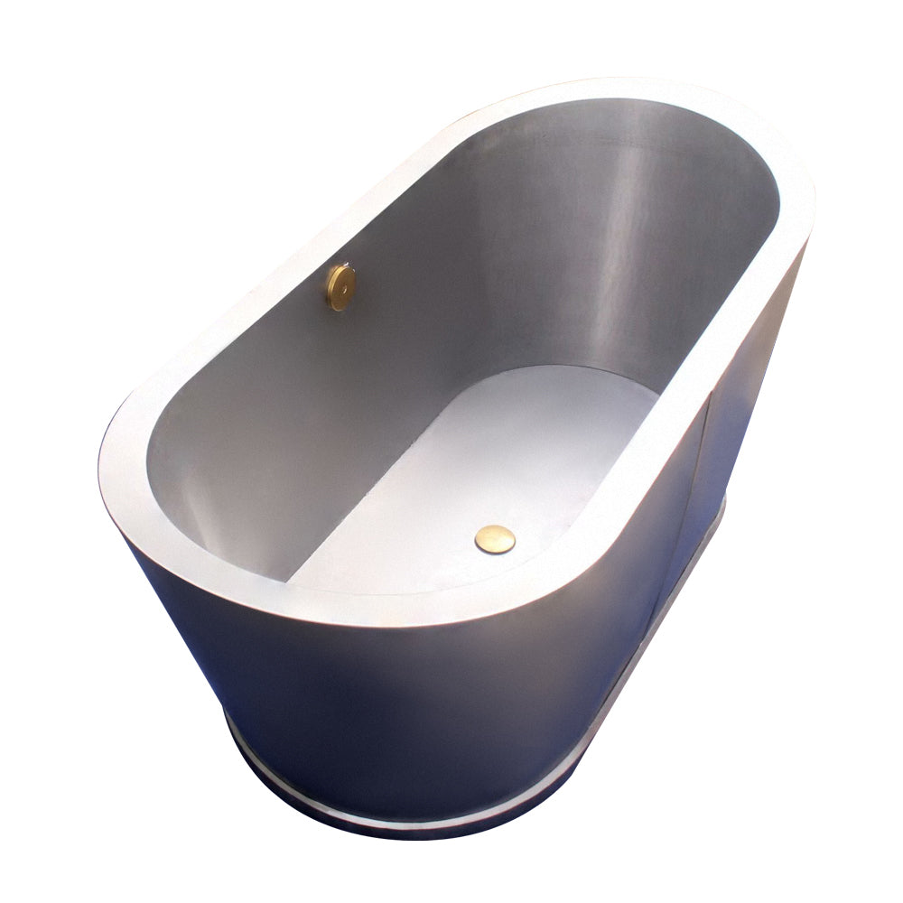 Akicon Stainless Steel Double-Slipper Roll-Top Bathtub w/Pedestal - AKB30001-S
