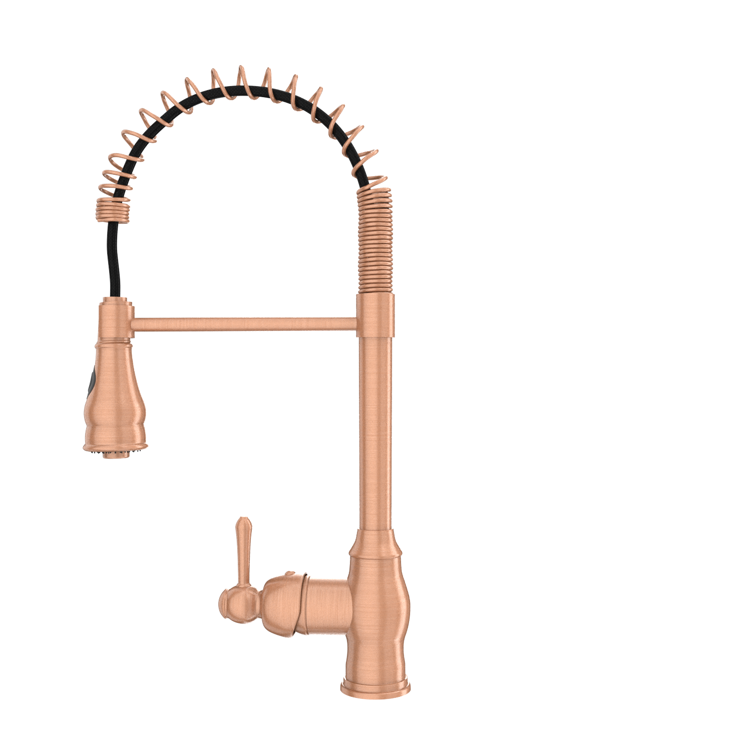 Copper Pre-Rinse Spring Kitchen Faucet, Single Level Solid Brass Kitchen Sink Faucets with Pull Down Sprayer - AK96518C