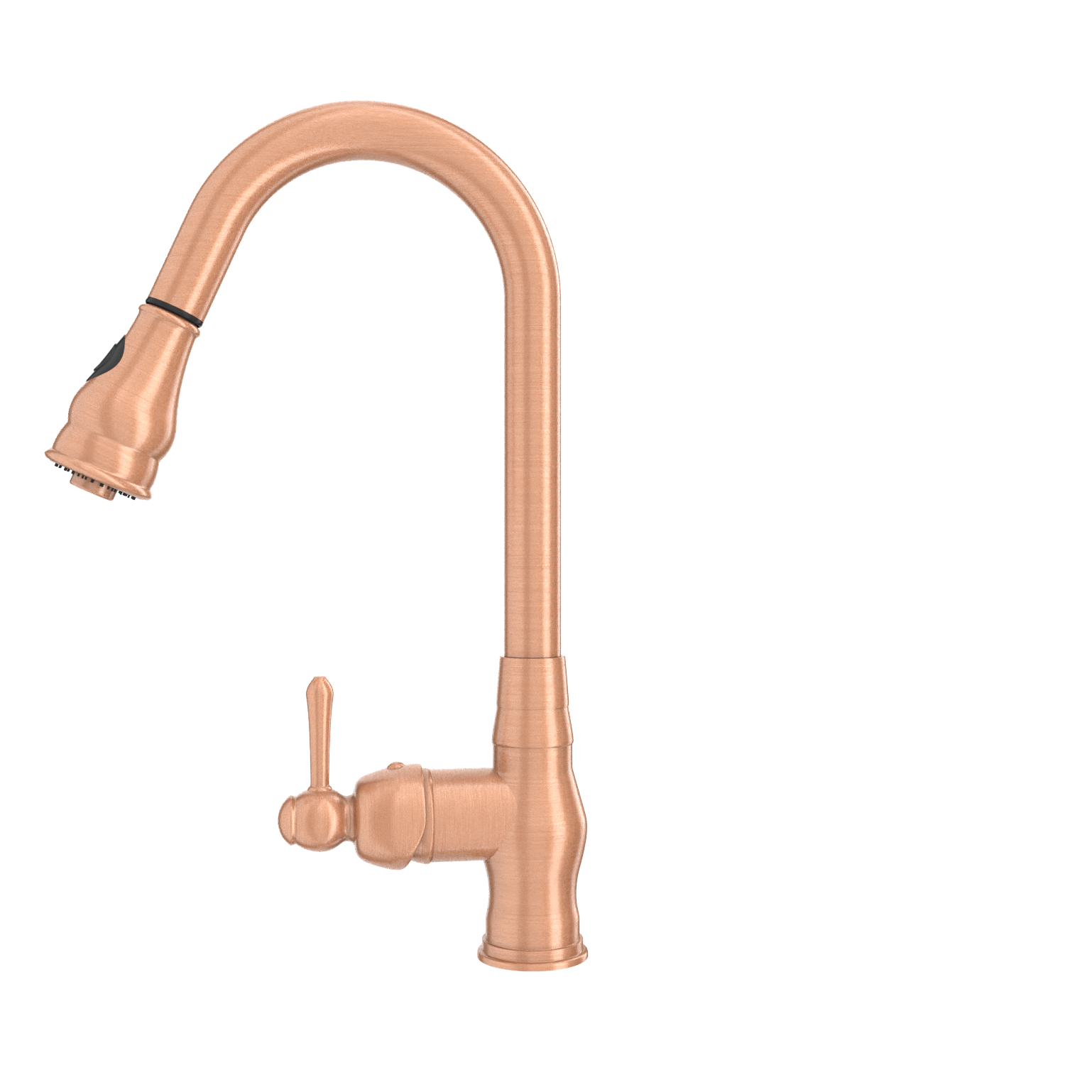 Copper Kitchen Faucet with Soap Dispenser, Single Handle Solid Brass High Arc Pull Down Sprayer Head Kitchen Sink Faucets with Deck Plate