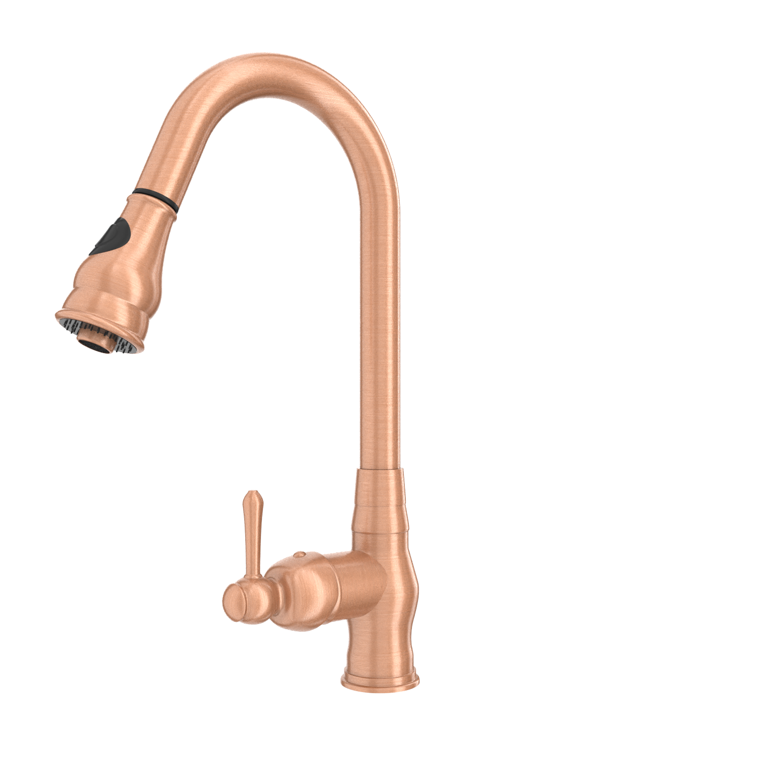 Copper Kitchen Faucet with Soap Dispenser, Single Handle Solid Brass High Arc Pull Down Sprayer Head Kitchen Sink Faucets with Deck Plate