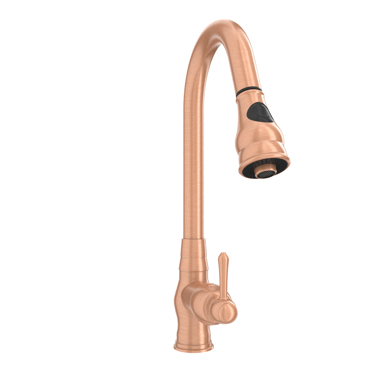 Copper Kitchen Faucet with Soap Dispenser, Single Handle Solid Brass High Arc Pull Down Sprayer Head Kitchen Sink Faucets with Deck Plate