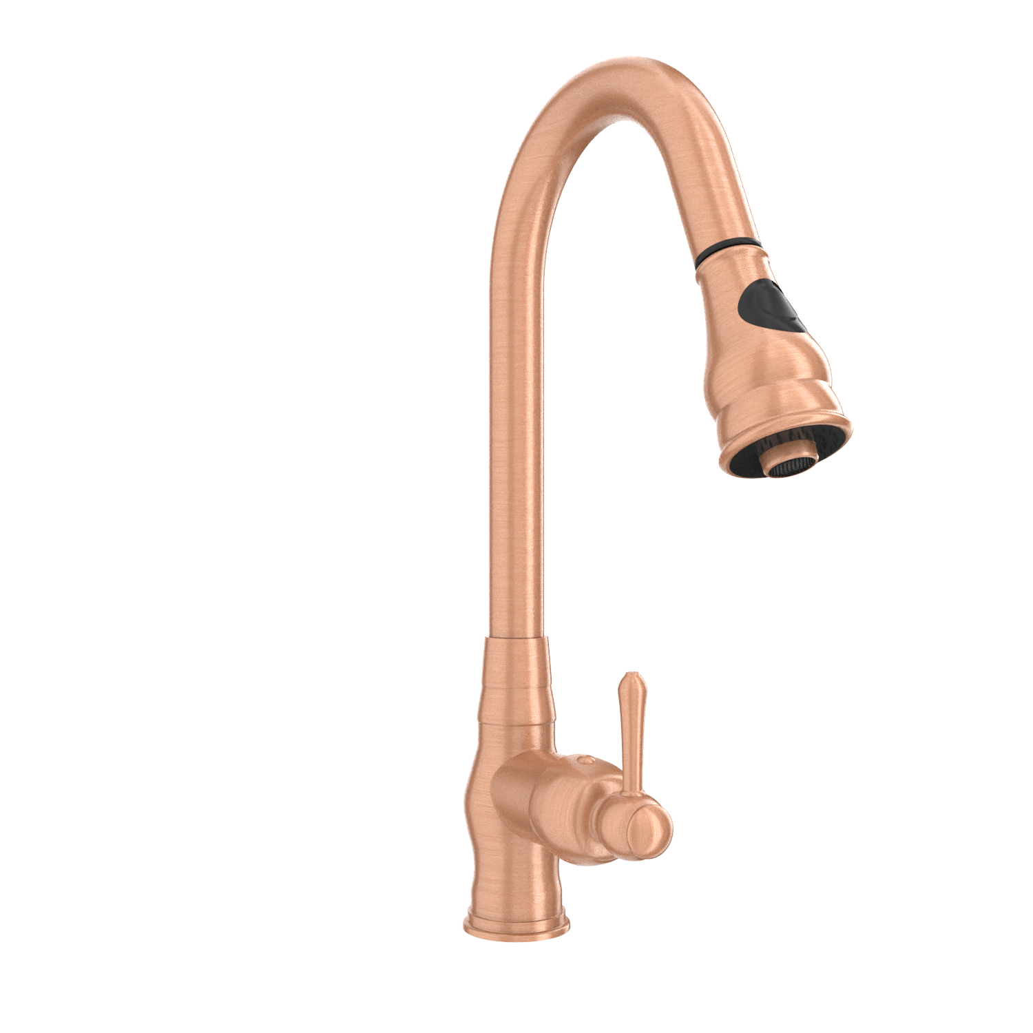Copper Kitchen Faucet with Soap Dispenser, Single Handle Solid Brass High Arc Pull Down Sprayer Head Kitchen Sink Faucets with Deck Plate