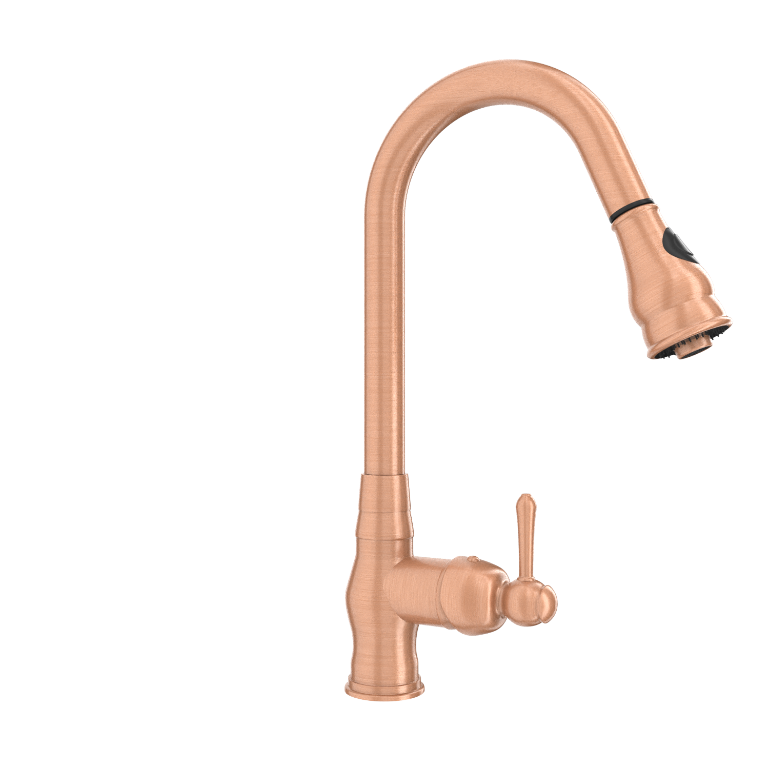 Copper Kitchen Faucet with Soap Dispenser, Single Handle Solid Brass High Arc Pull Down Sprayer Head Kitchen Sink Faucets with Deck Plate