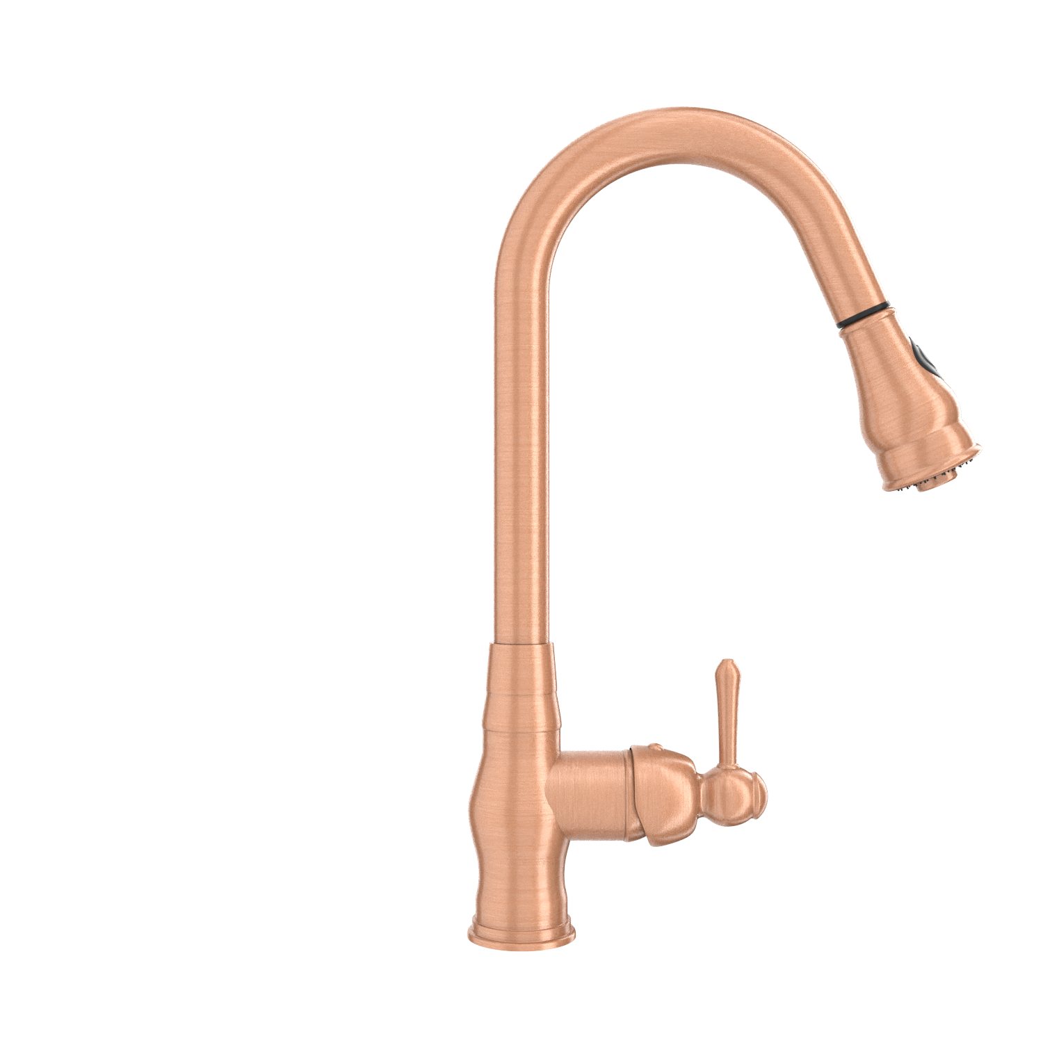 Copper Kitchen Faucet with Soap Dispenser, Single Handle Solid Brass High Arc Pull Down Sprayer Head Kitchen Sink Faucets with Deck Plate